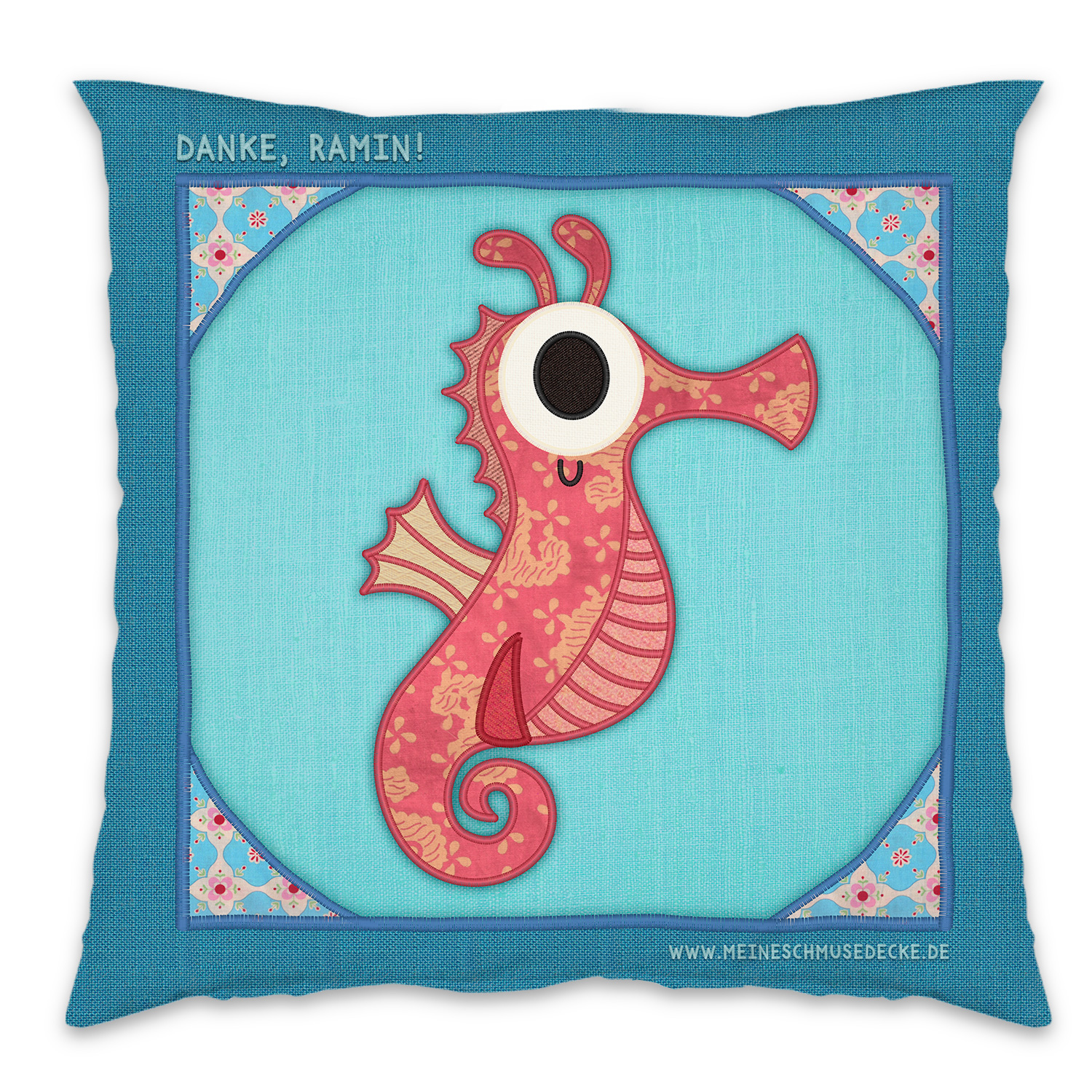 Kissen - Design Meine Schmusedecke Seepferdchen (+ Namen)