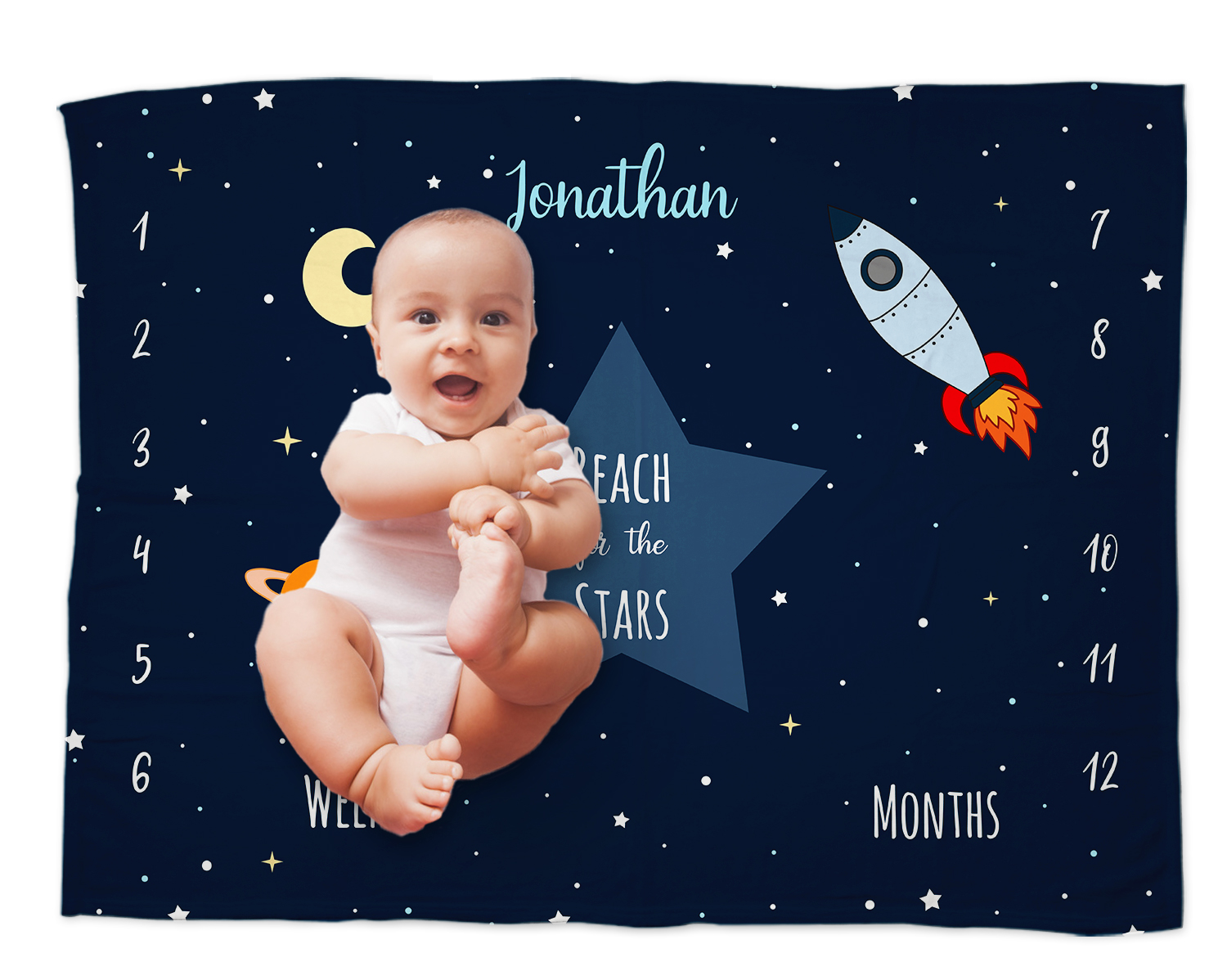 Reach for the stars - Babydecke mit Namen