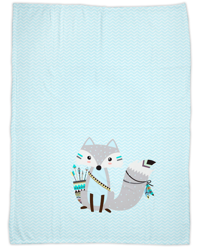 Be brave - Fuchs blau - Babydecke mit Namen