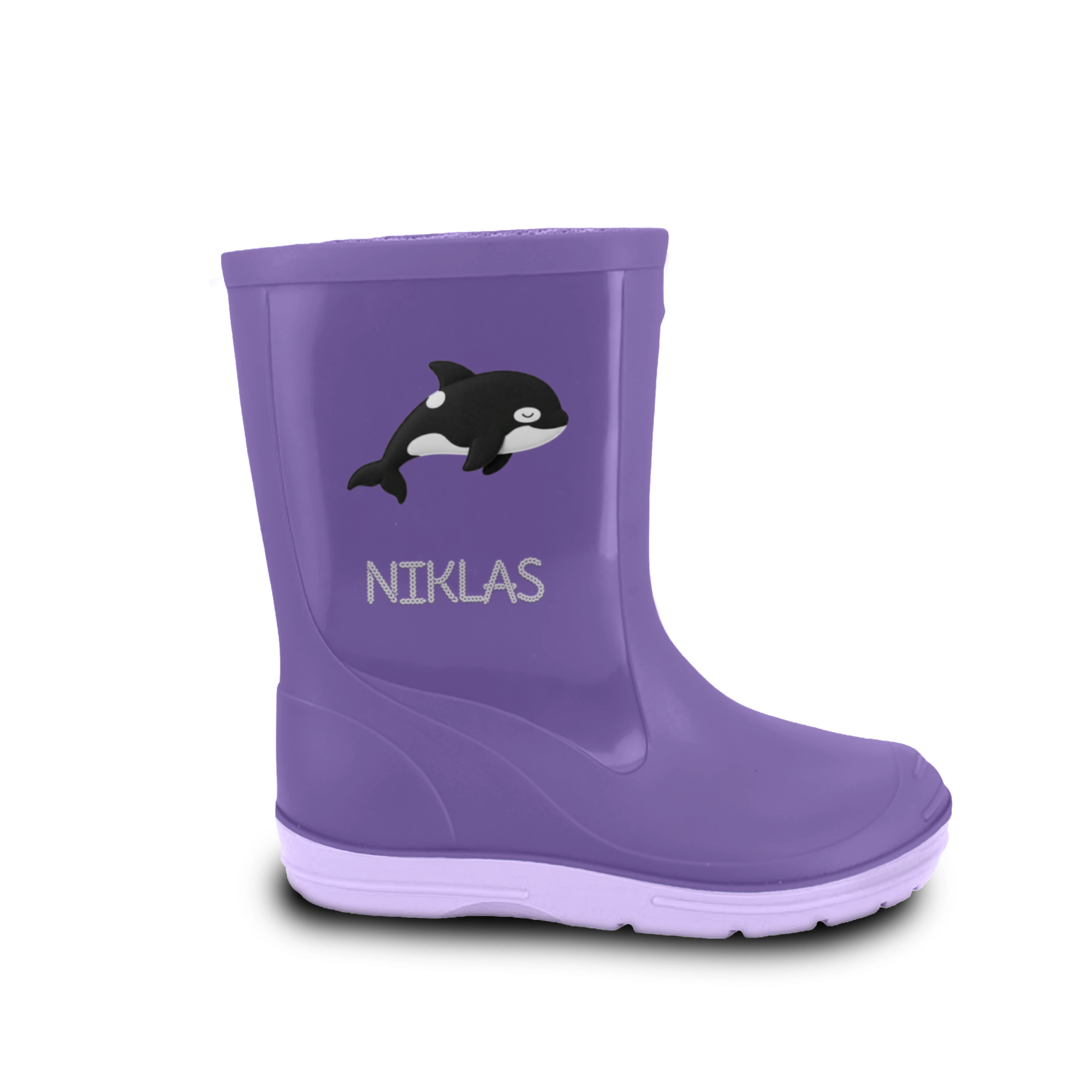 Personalisierte Gummistiefel mit Schlummer-Orca