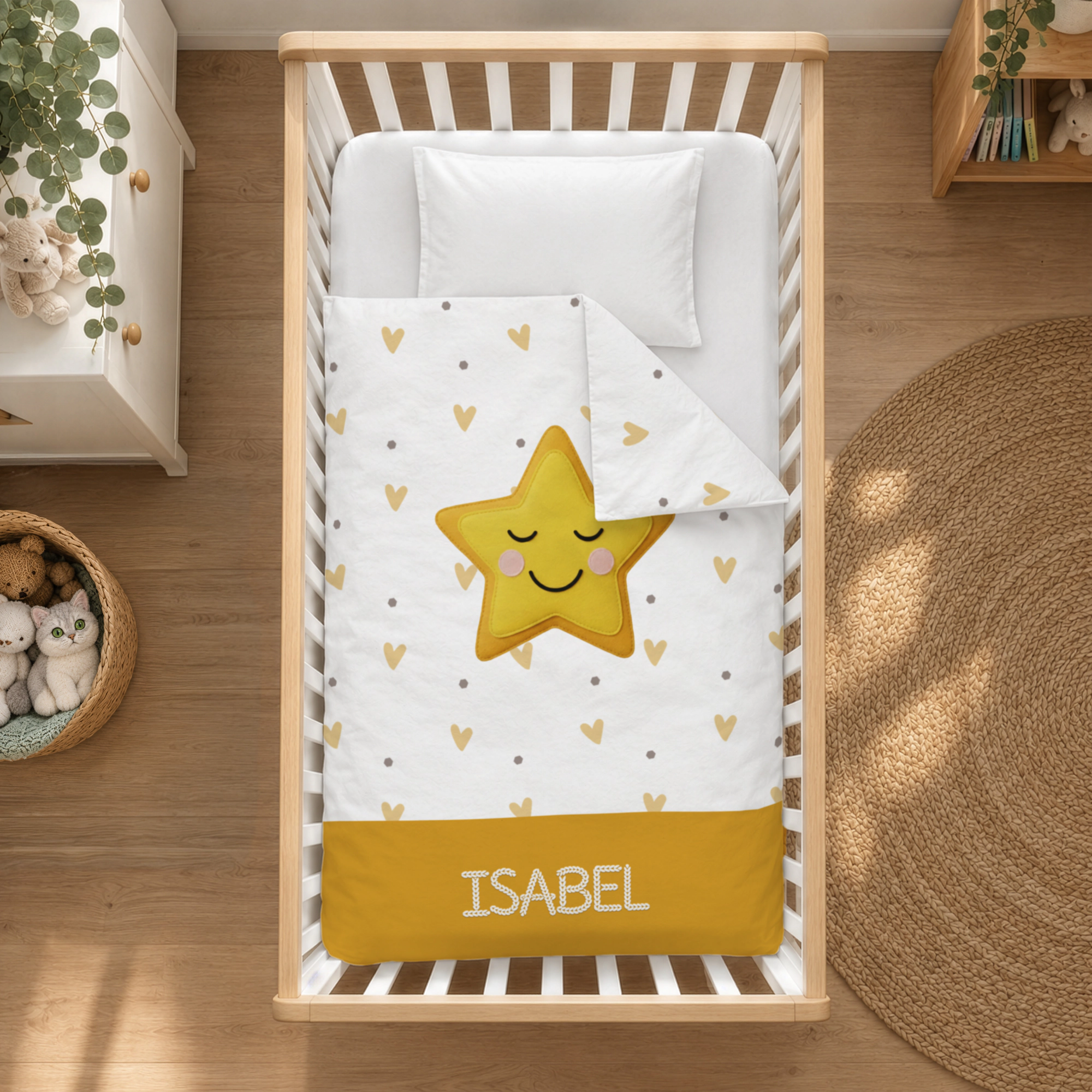 Schlummer Bettwäsche mit Namen | 100x135 cm | Kuschelweiche Bettwäsche mit süßen Tiermotiven | OEKO-TEX® | Handgefertigt in Deutschland