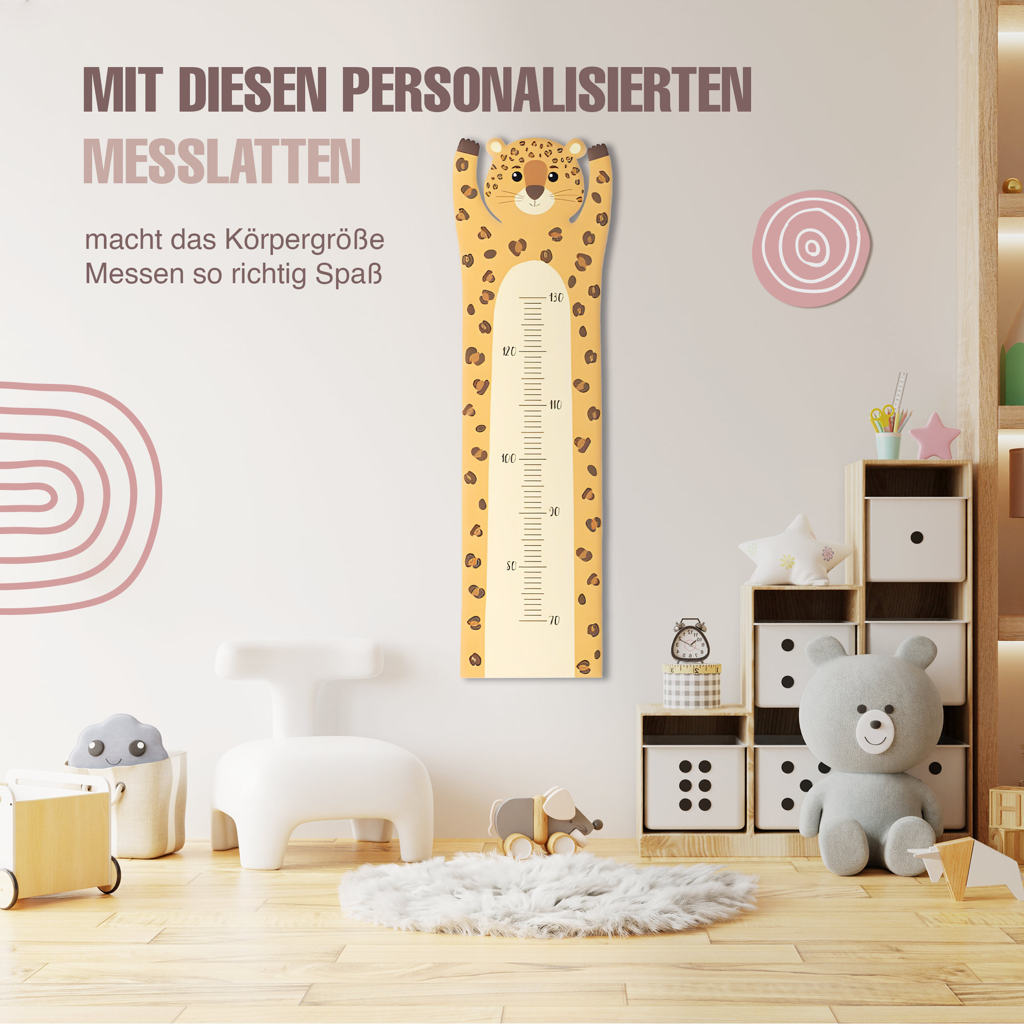Messlatte - Leopard - Mit Namen oder Text personalisierbar