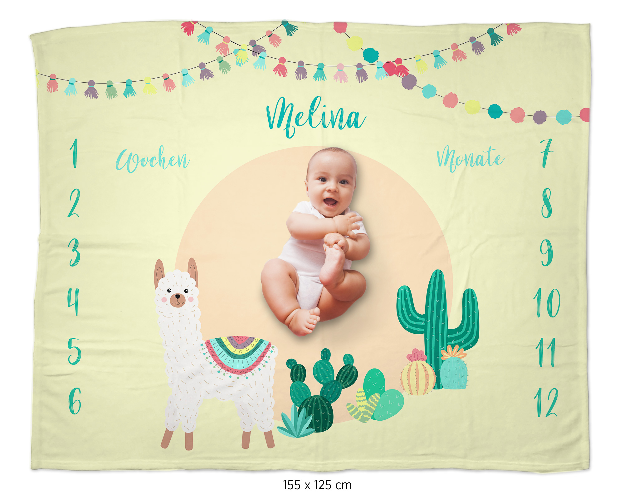 Lama party - Babydecke mit Namen