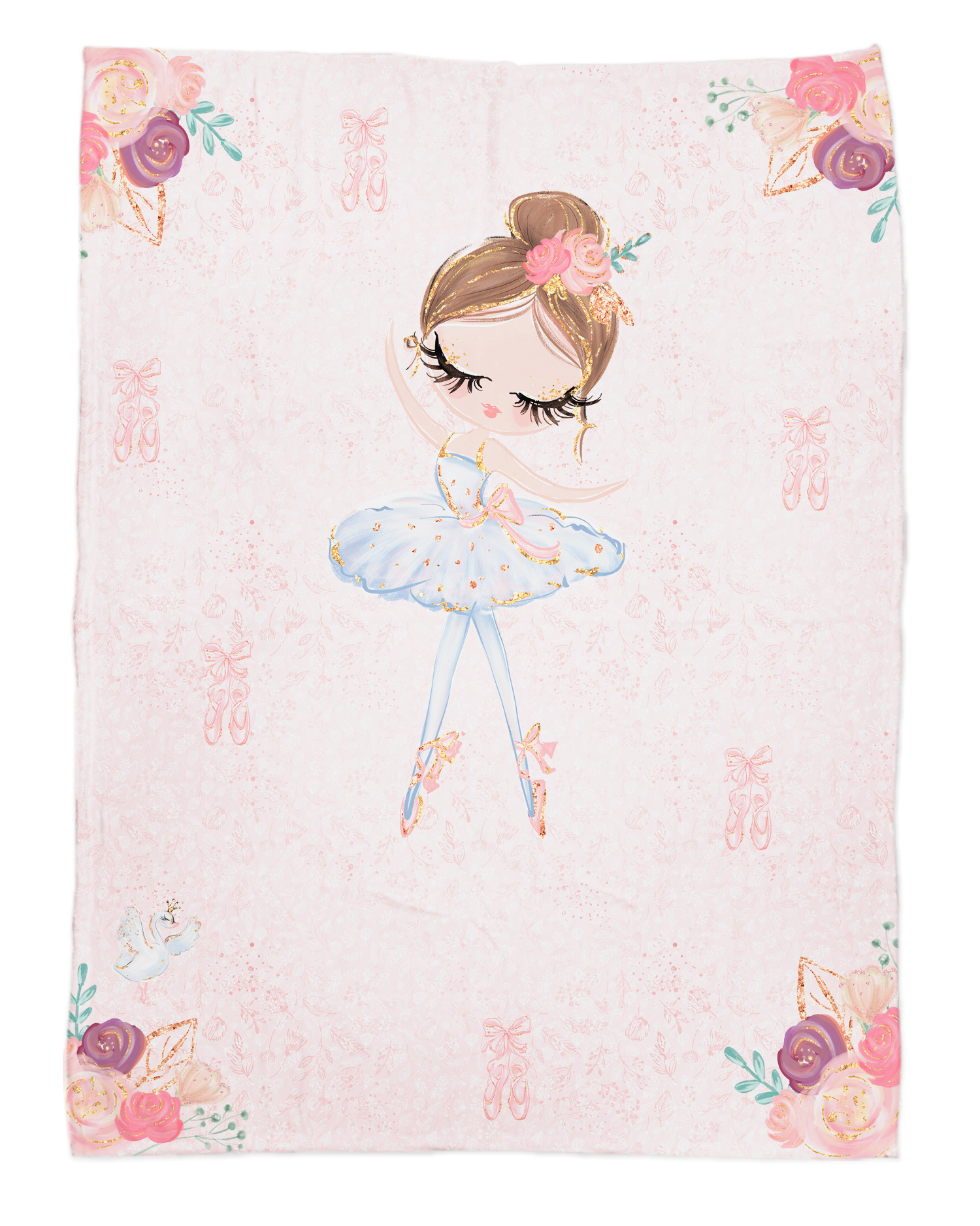 Flauschige 75x100 cm Kuscheldecke mit Namen oder Text personalisierbar im Design Ballerina 1