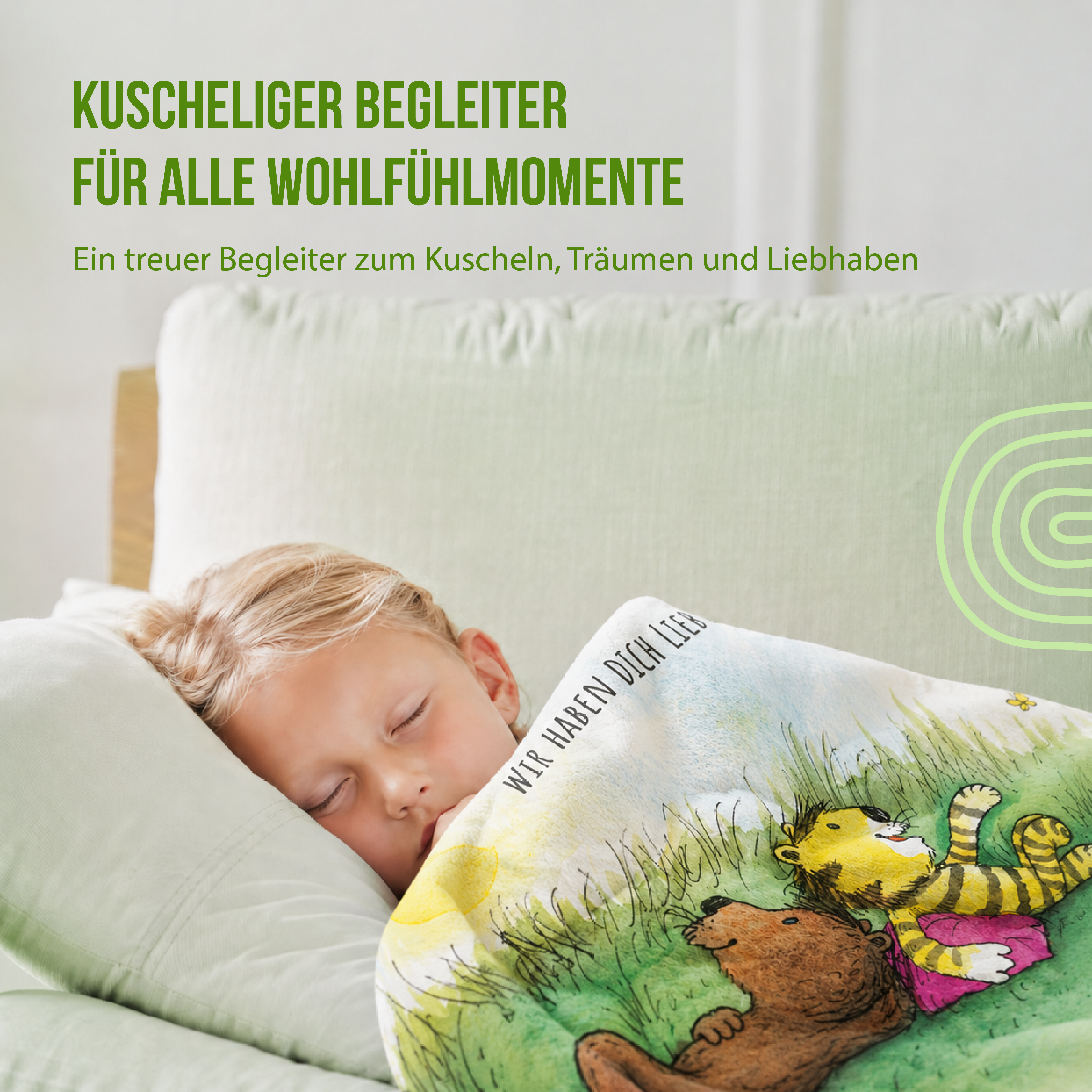 Janosch - Kuscheldecke Wiese und Schmetterlinge - Mit Namen oder Text personalisierbar