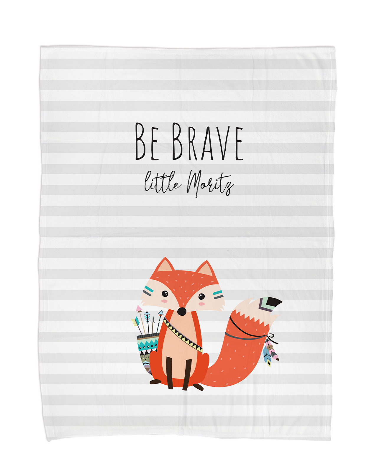 Kuscheldecke - Be Brave Fuchs grau - Mit Namen oder Text personalisierbar
