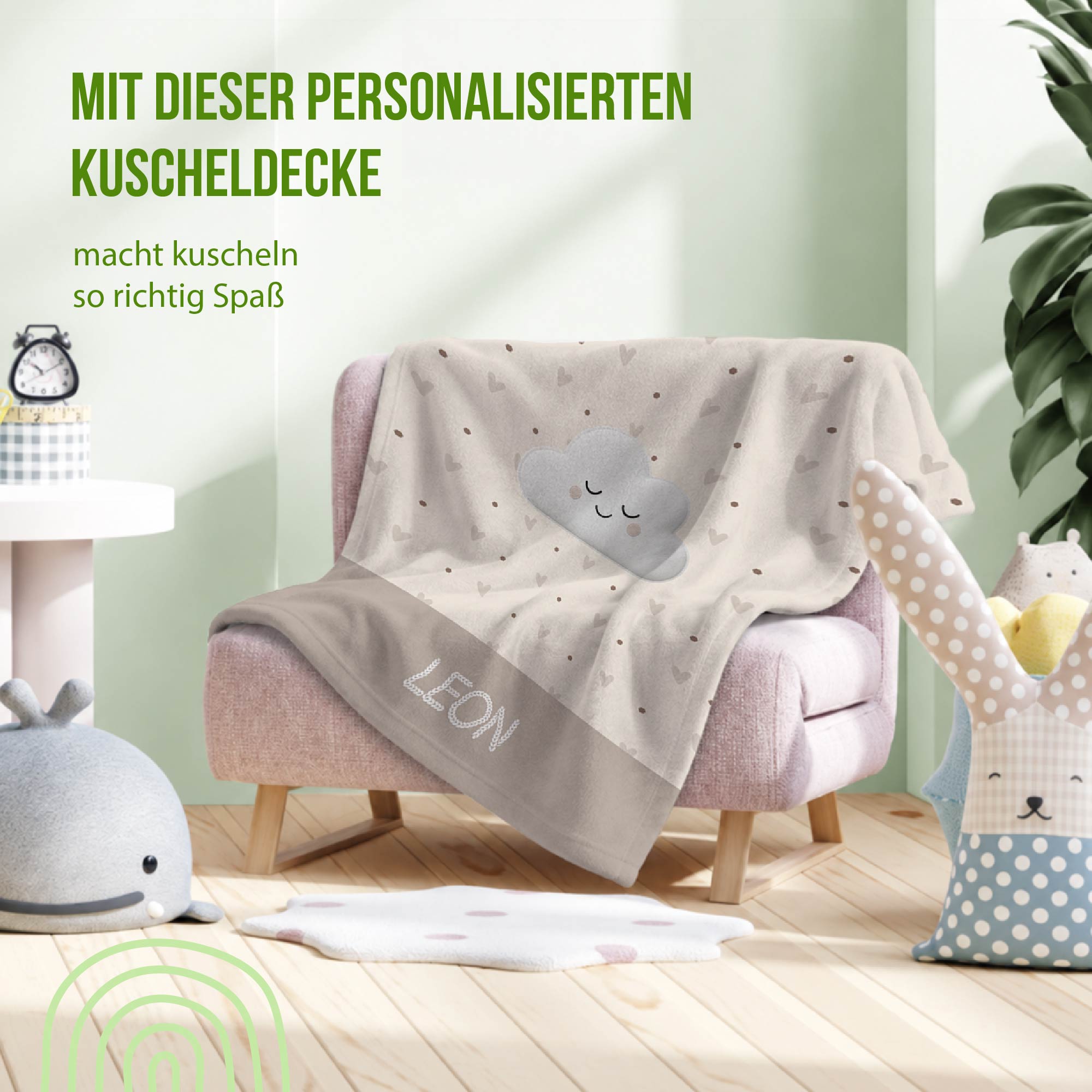 Kuscheldecke - Schlummer-Wolke - Mit Namen personalisierbar