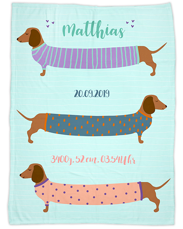 Sausage dog - Babydecke mit Namen
