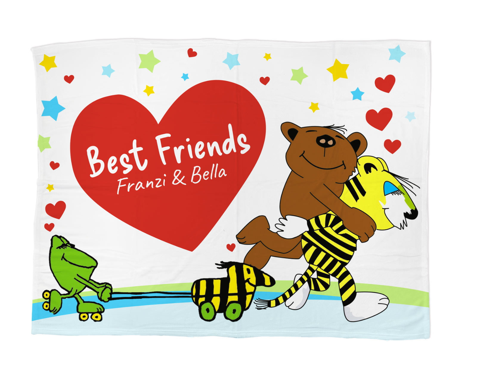 Janosch - Kuscheldecke Best Friends - Mit Namen oder Text personalisierbar
