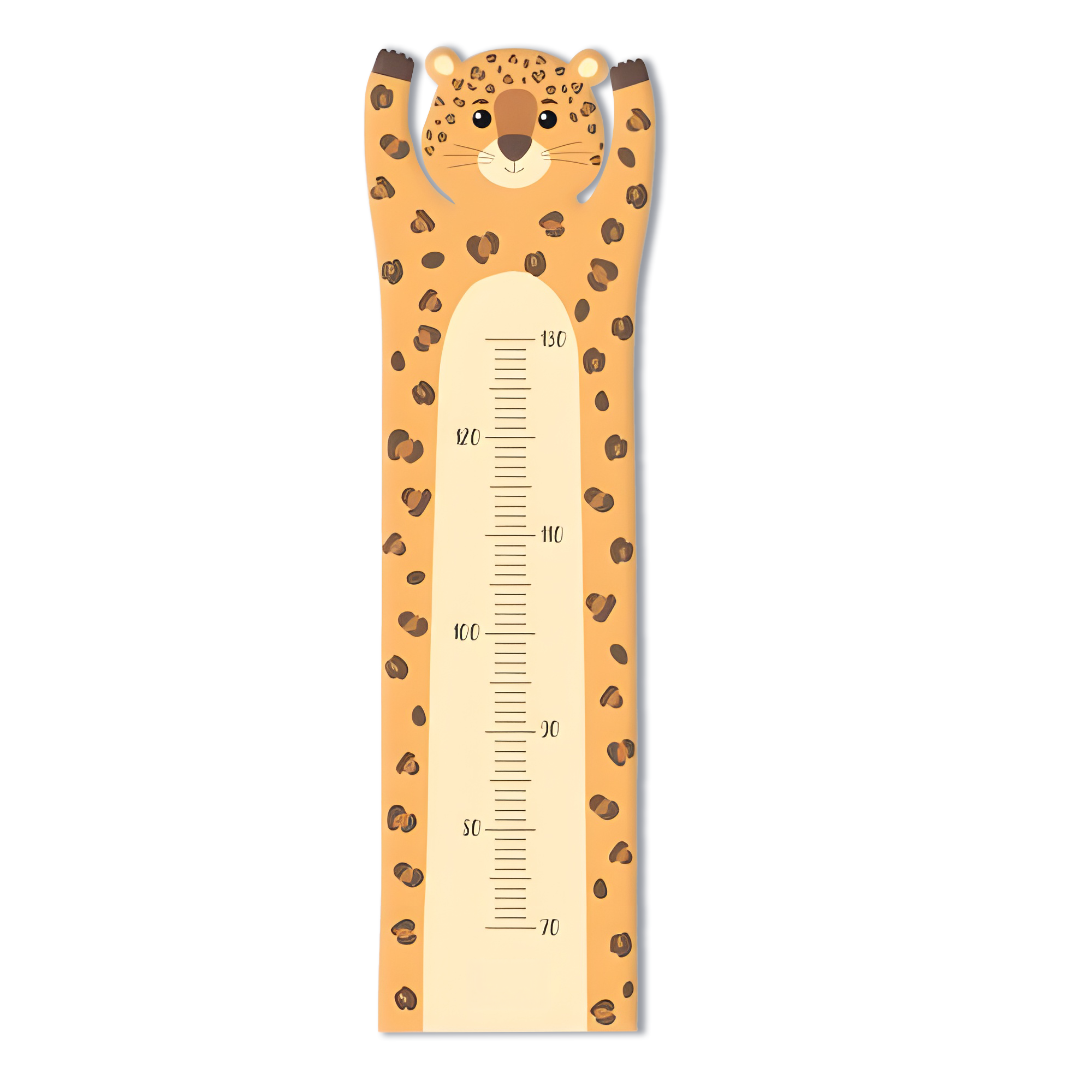 Messlatte für Kinder personalisiert mit Namen und eigenen Texten - Design Leopard ganz groß