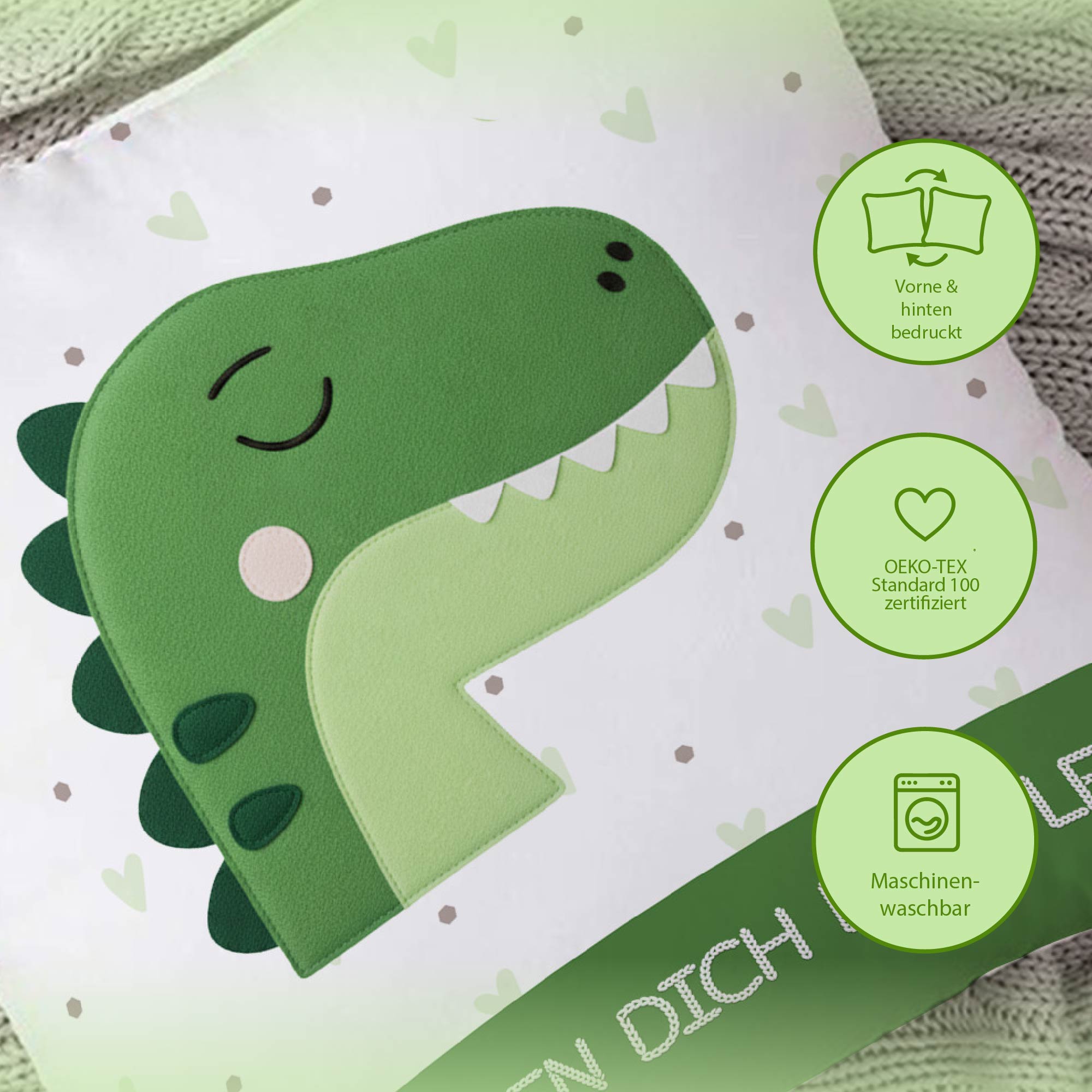 Schlummer-Kissen - Dino - Mit Namen personalisierbar