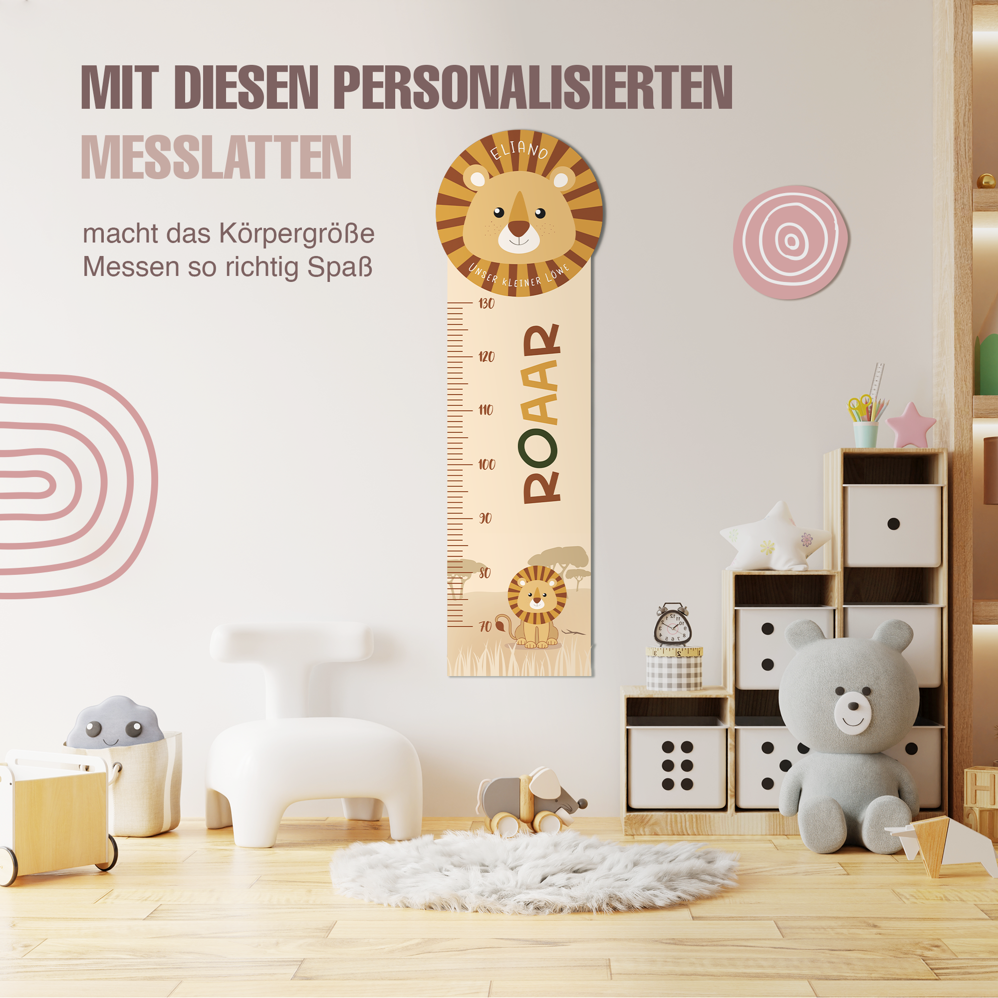 Messlatte für Kinder personalisiert mit Namen und eigenen Texten - Design Dschungel