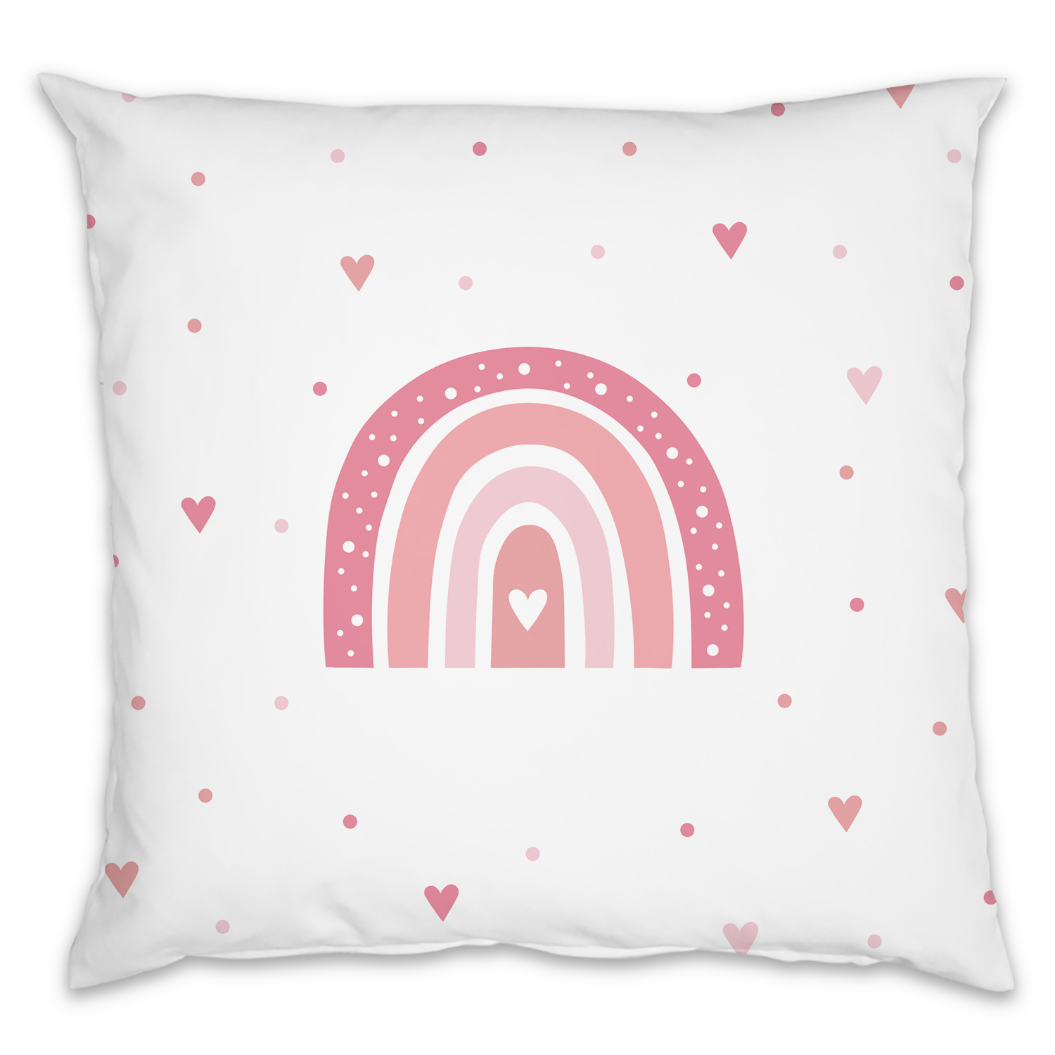 Regenbogen Herzchen pink - Kinderkissen mit Namen
