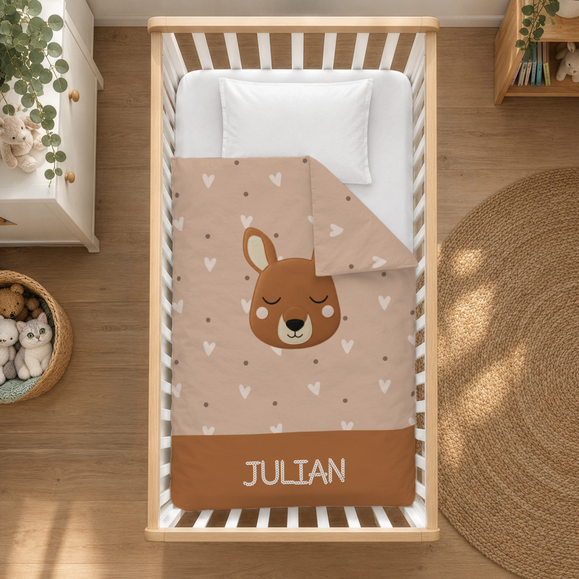 Schlummer Bettwäsche mit Namen | 100x135 cm | Kuschelweiche Bettwäsche mit süßen Tiermotiven | OEKO-TEX® | Handgefertigt in Deutschland