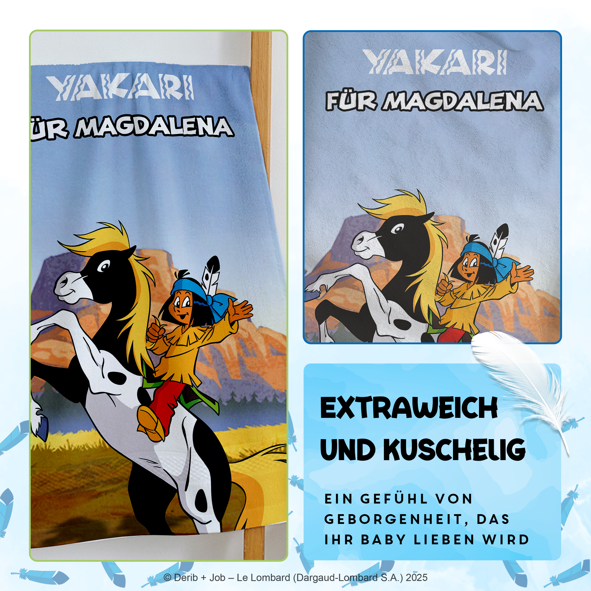 Yakari Handtuch 50x100 cm mit dem Design Yakari beste Freunde