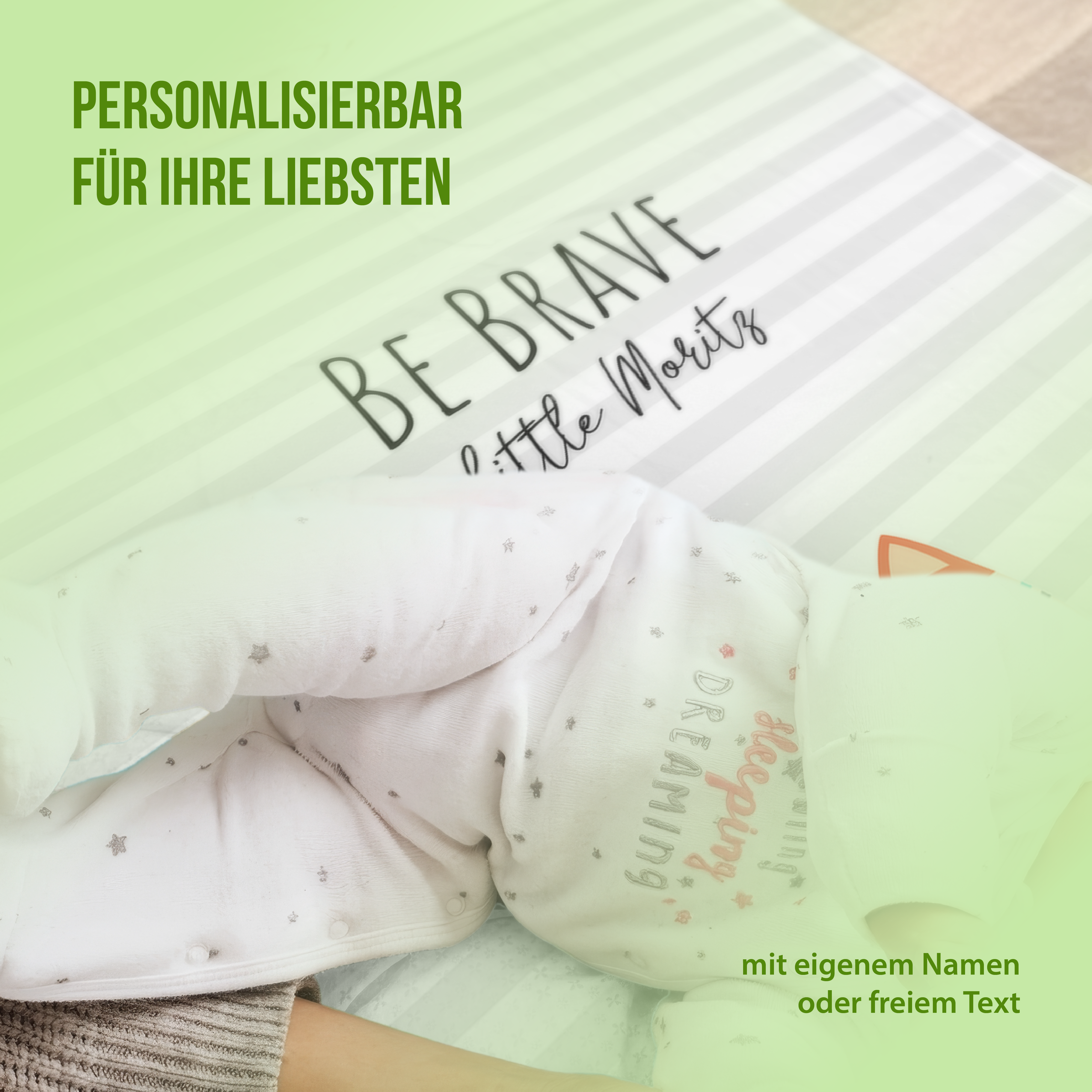 Kuscheldecke - Be Brave Fuchs grau - Mit Namen oder Text personalisierbar