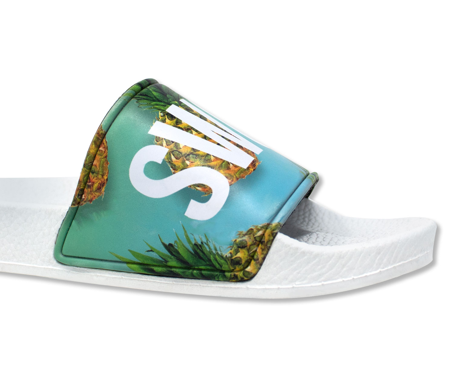 Badelatschen (weiß) Schuhgröße 48, selbst gestalten