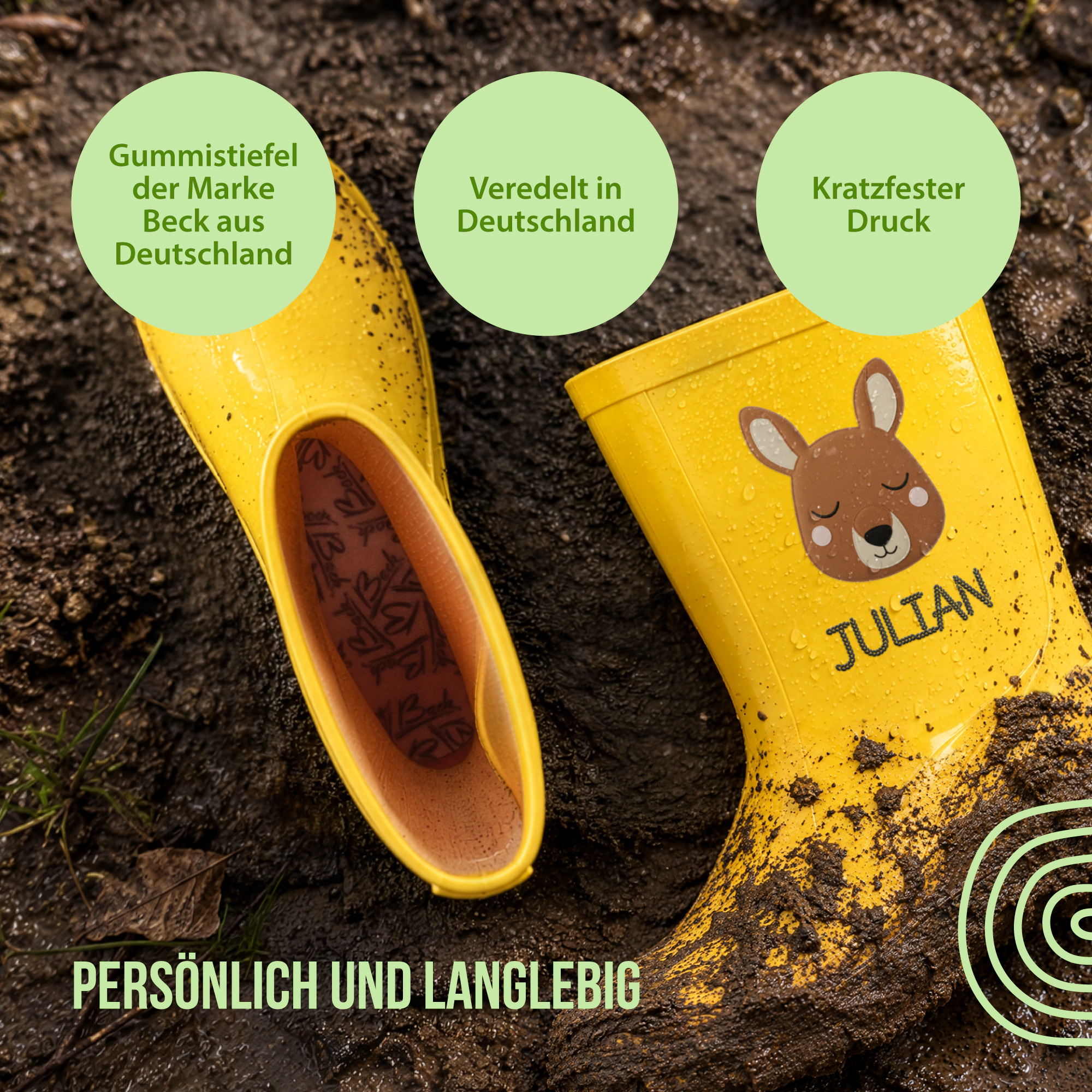 Personalisierte Gummistiefel mit Schlummer-Känguru