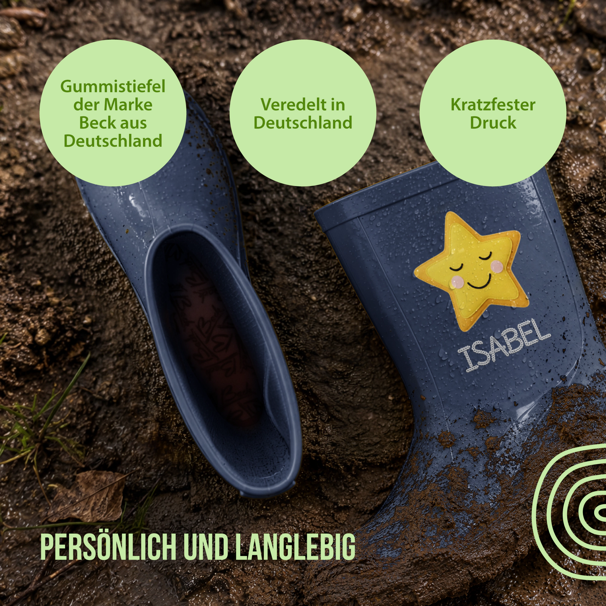 Personalisierte Gummistiefel mit Schlummer-Stern