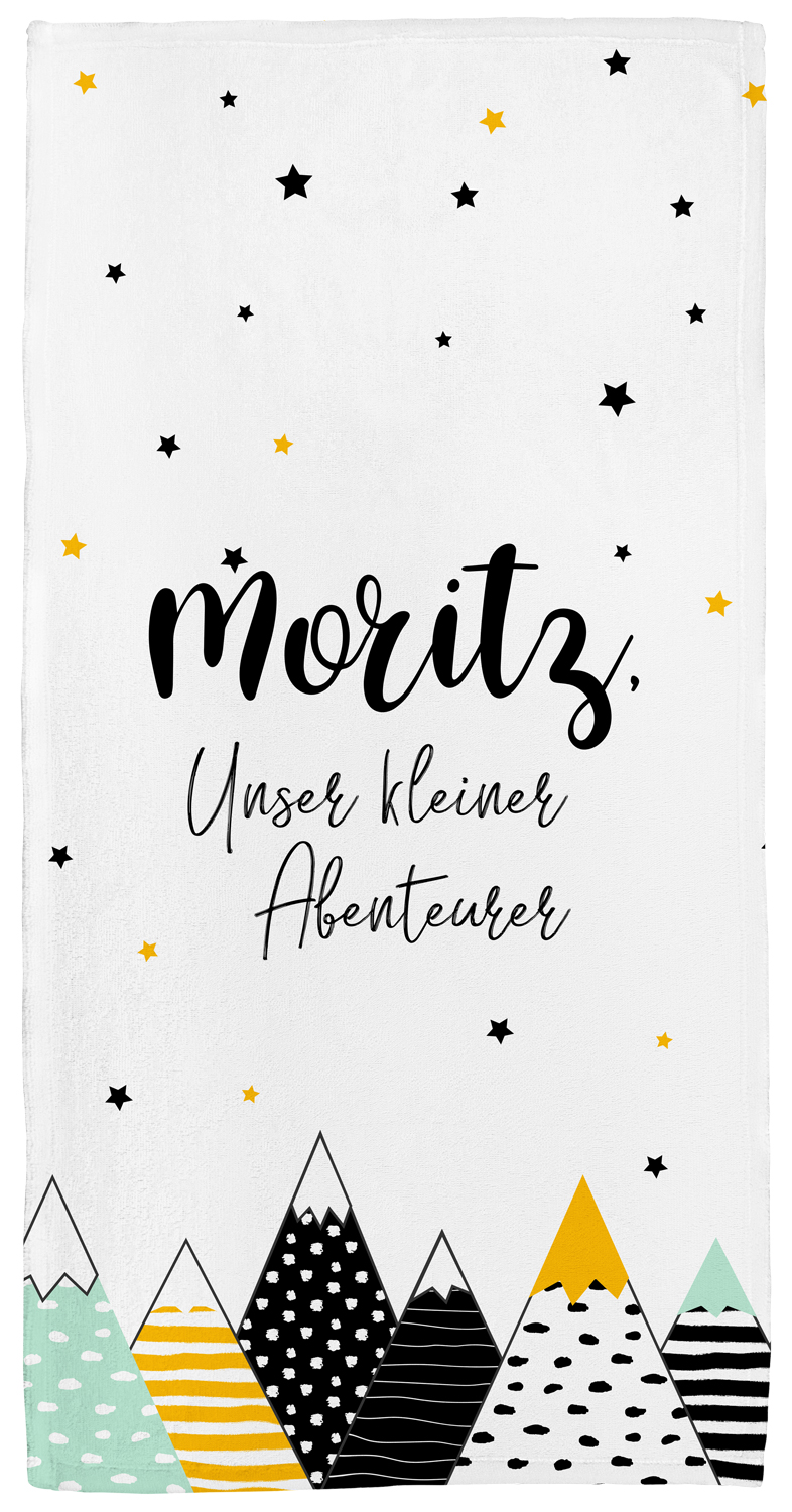 Handtuch mit Namen oder Text personalisierbar im Design Wild child bunt in drei Größen 