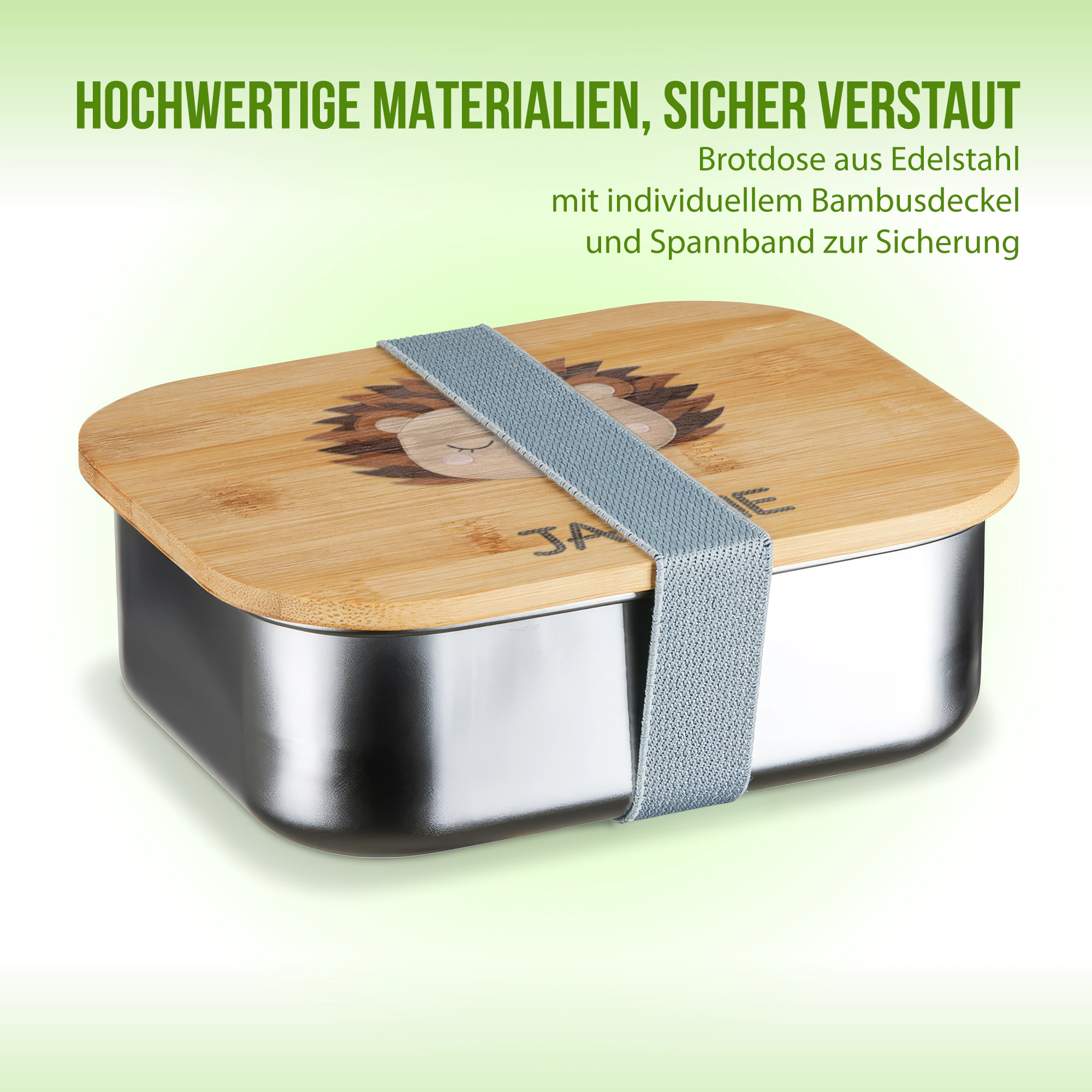 Personalisierte Brotdose mit Schlummer-Igel