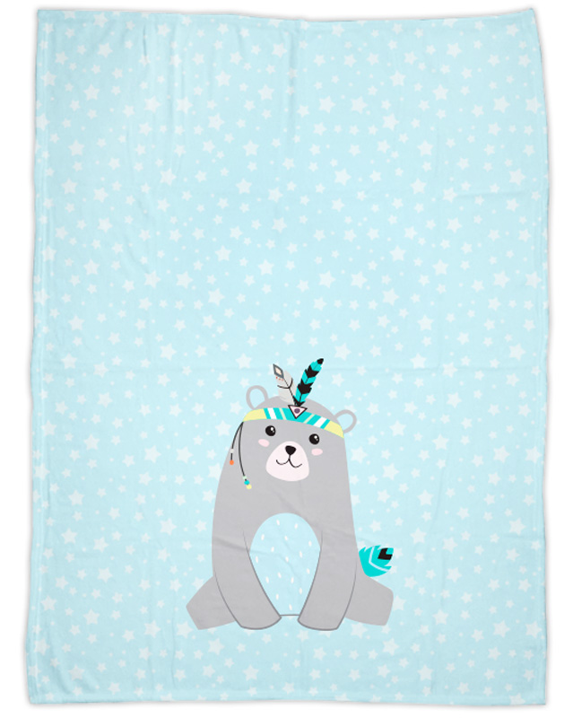 Be brave - Bär blau - Babydecke mit Namen