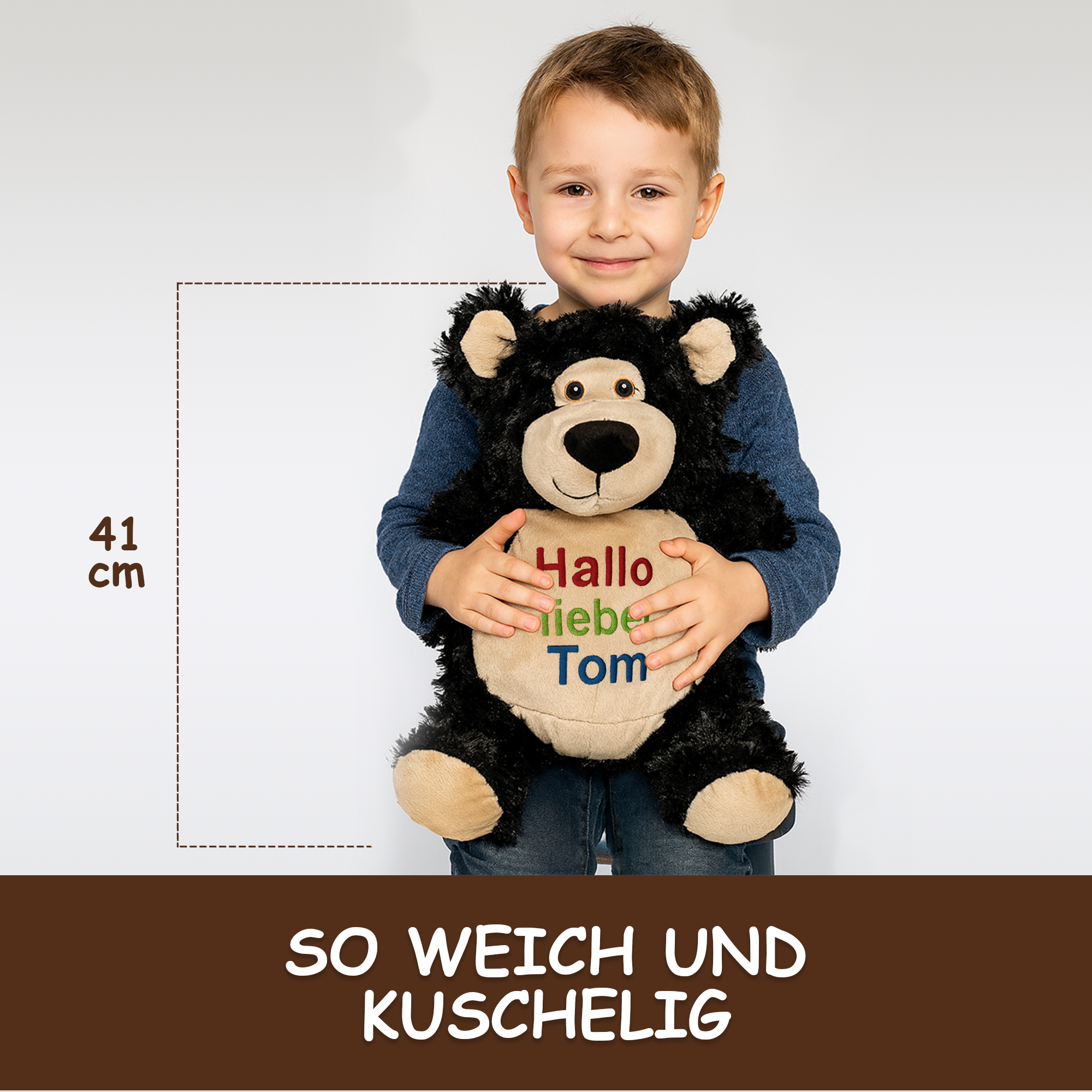 Bobby Bär schwarz mit hochwertigem Stick für eure Kleinen