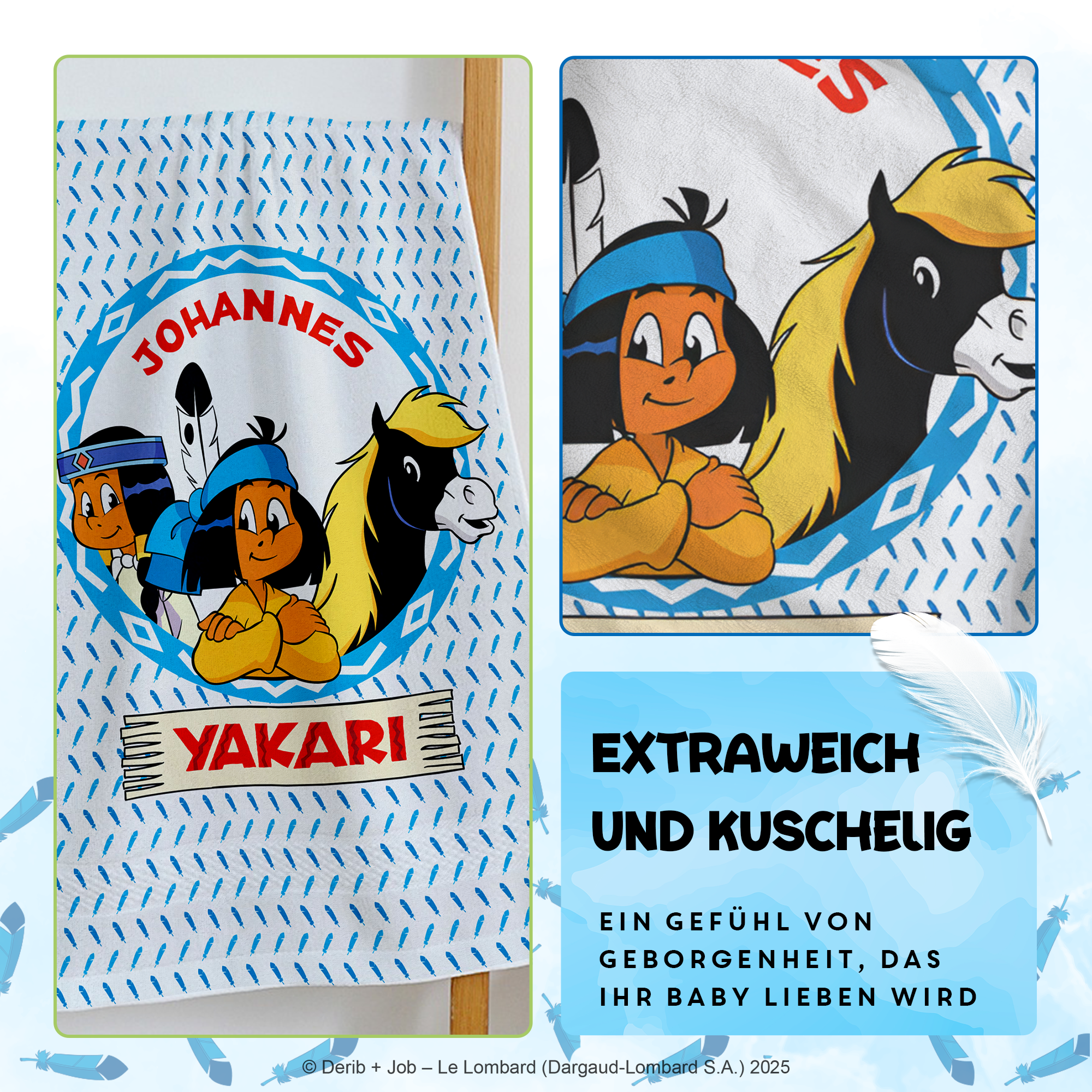 Yakari Handtuch 50x100 cm mit dem Design Yakari beste Freunde