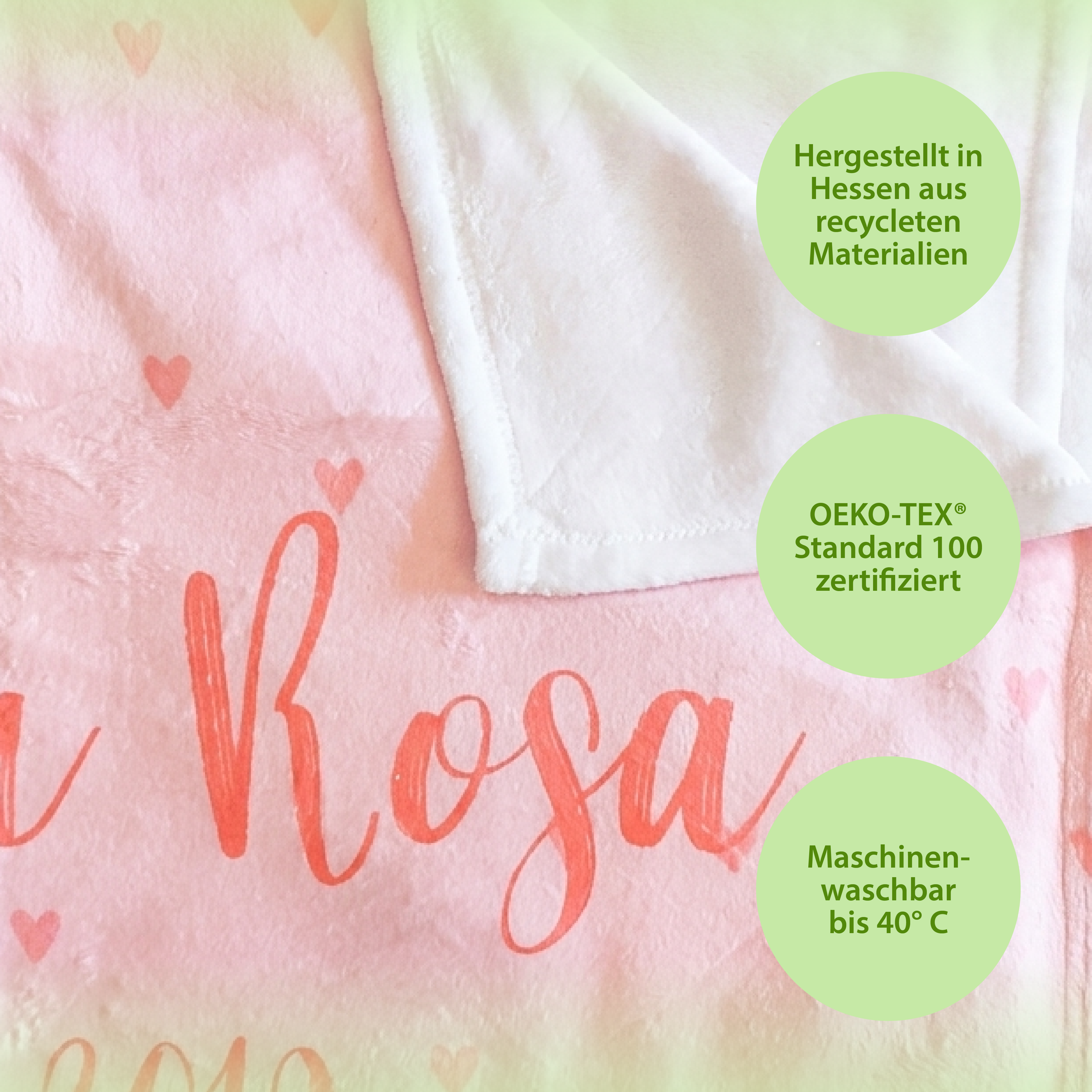 Kuscheldecke - Hase in Rosa - Mit Namen oder Text personalisierbar