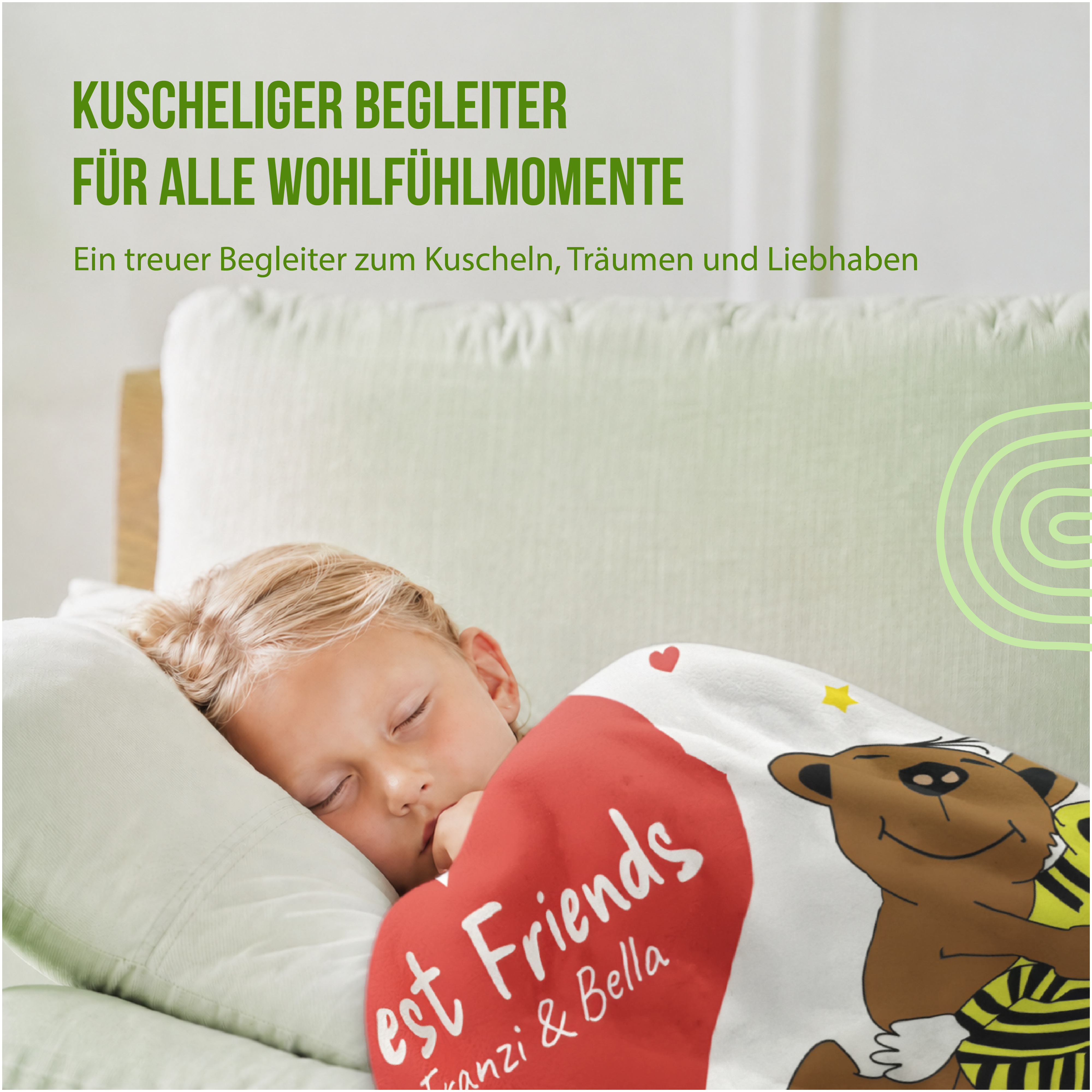 Janosch - Kuscheldecke Best Friends - Mit Namen oder Text personalisierbar