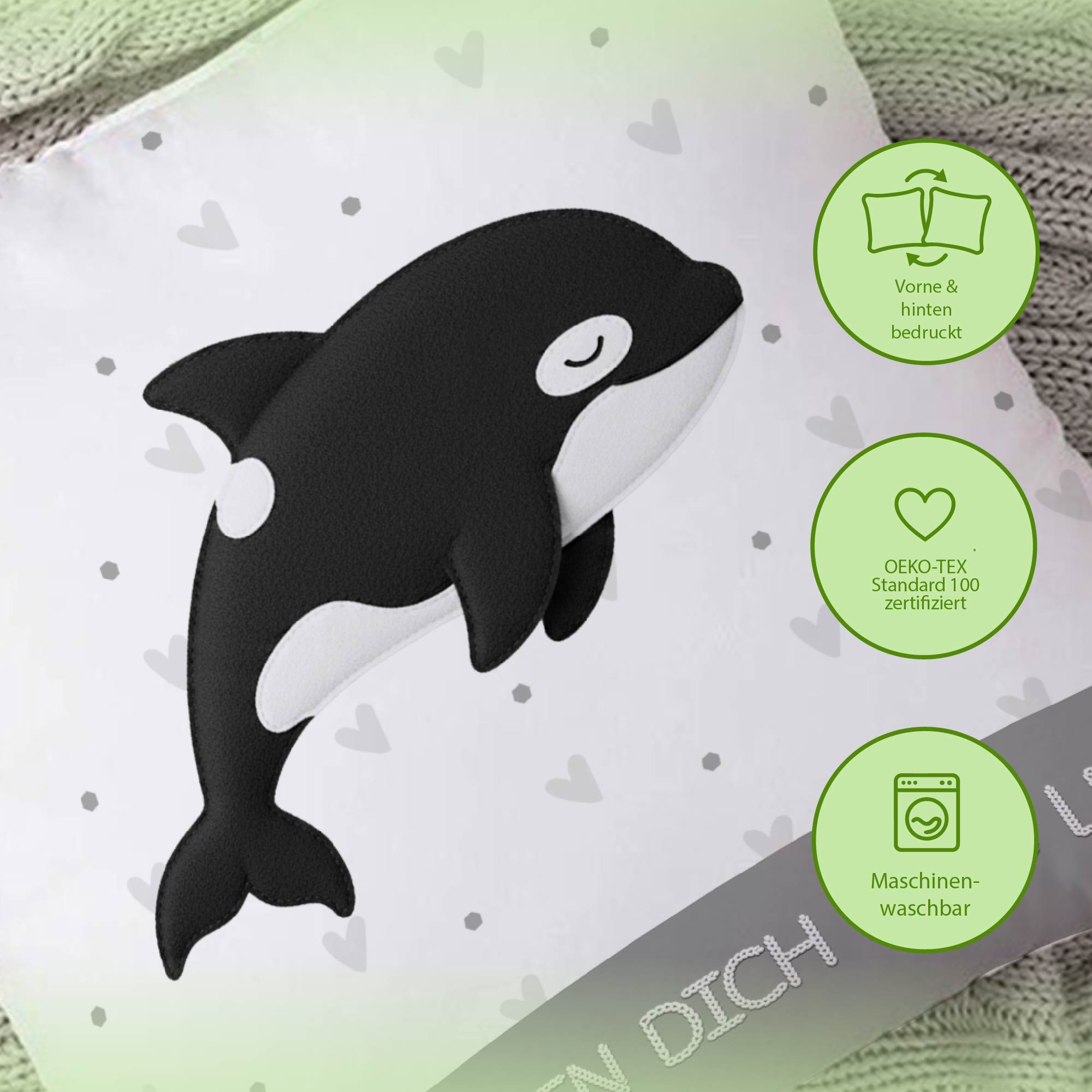Schlummer-Kissen - Orca - Mit Namen personalisierbar