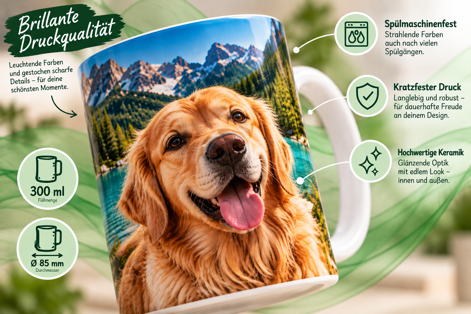Fototasse Klassik in verschiedenen Farben mit Foto und Text | 300ml | Spülmaschinengeeignet
