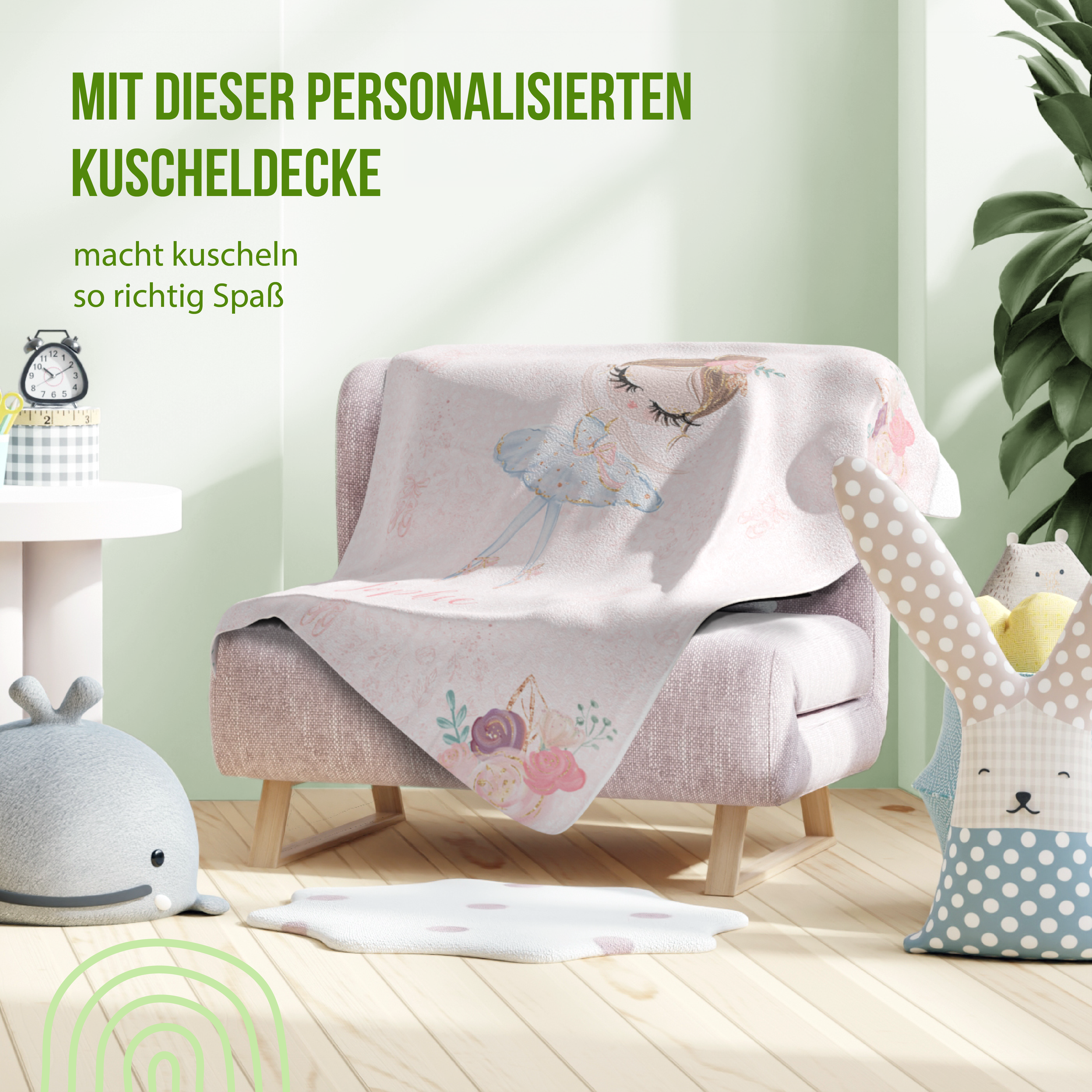 Kuscheldecke - Ballerina - Mit Namen oder Text personalisierbar
