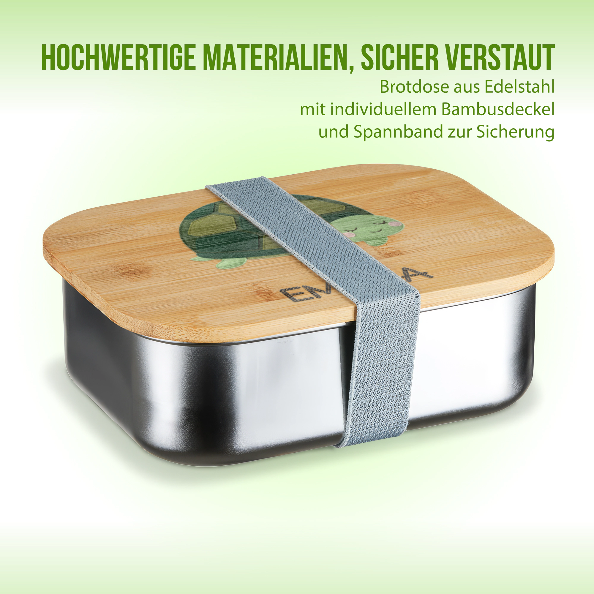 Personalisierte Brotdose mit Schlummer-Schildkröte