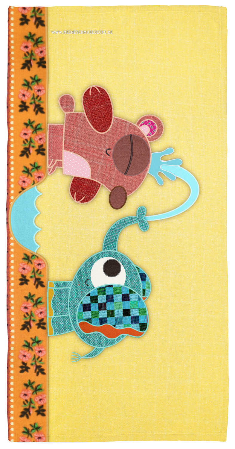 Studio Film Bender | meineschmusedecke | Handtuch Design Bär und Elefant + Namen oder Text