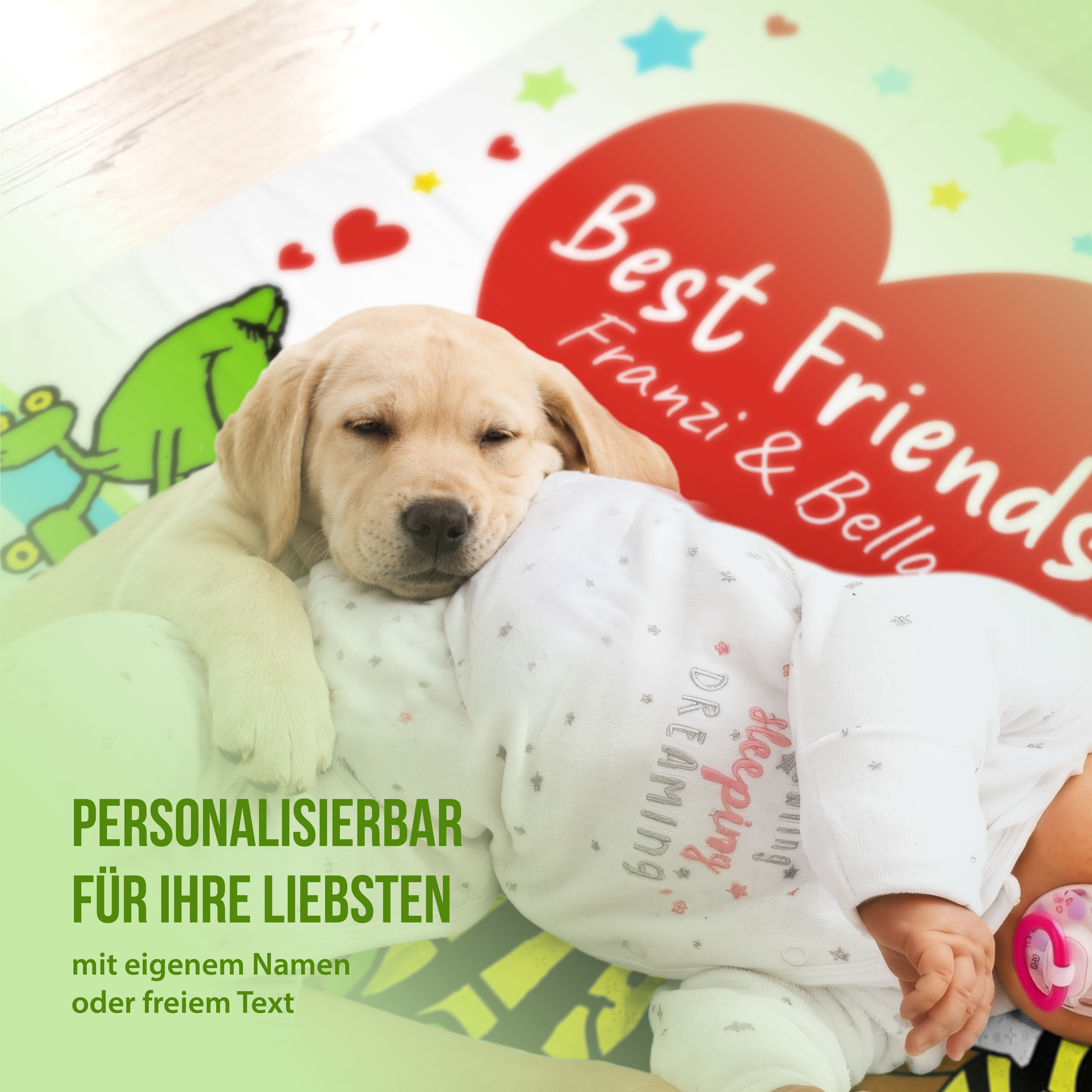 Janosch - Kuscheldecke Best Friends - Mit Namen oder Text personalisierbar