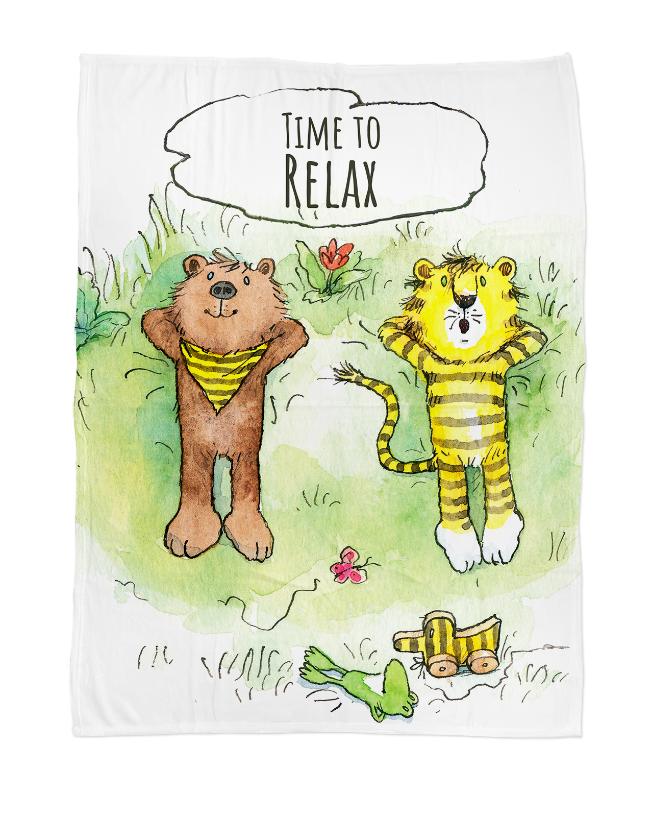 Janosch - Time to Relax - Kuscheldecke mit Text Personalisieren | 100x75 cm 