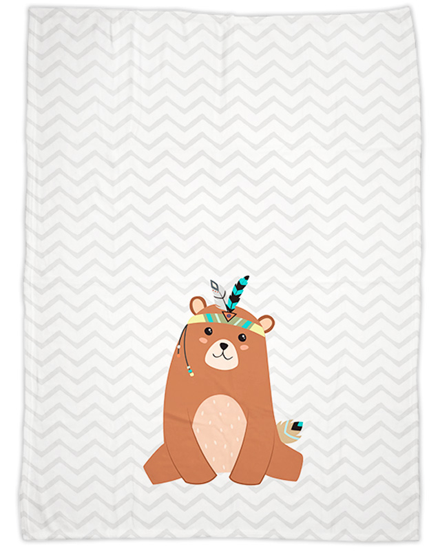 Be brave - Bär grau - Babydecke mit Namen