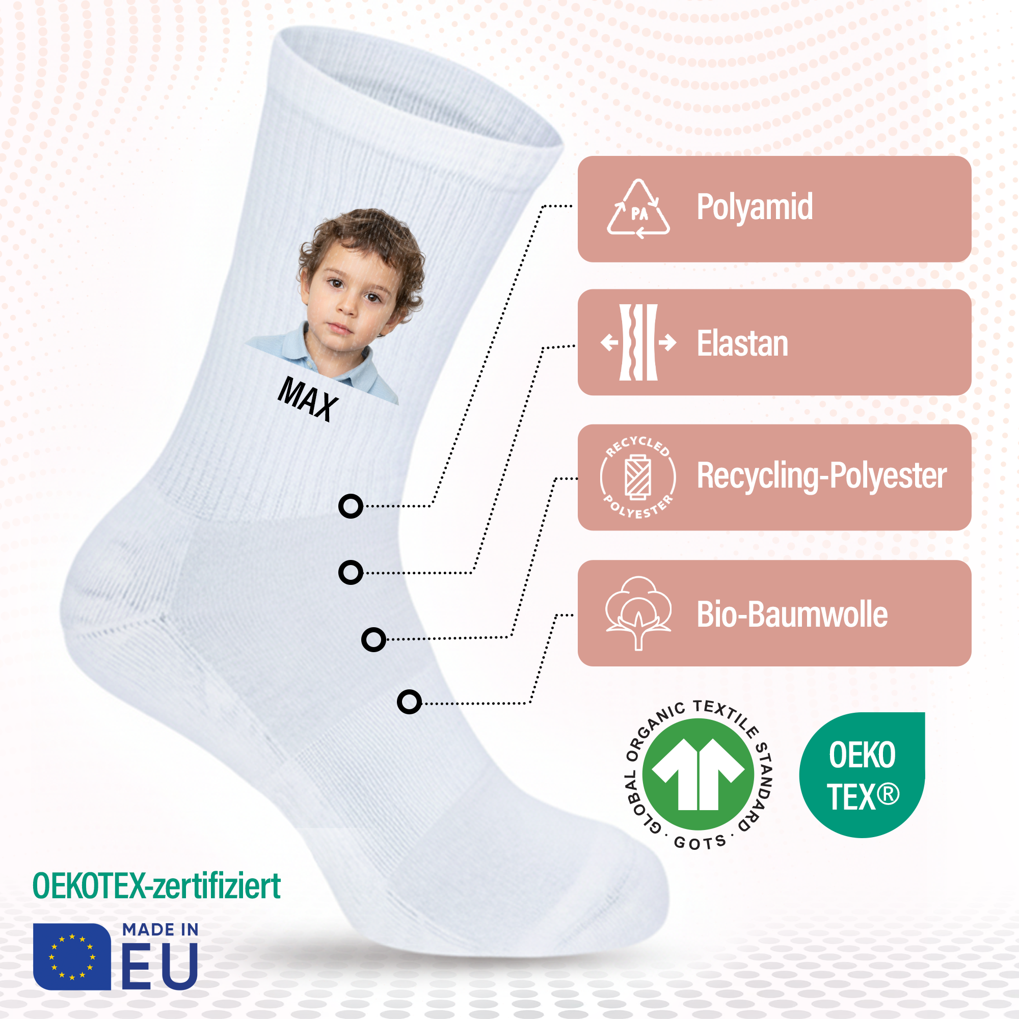 Tennissocke personalisierbar mit Foto und Text