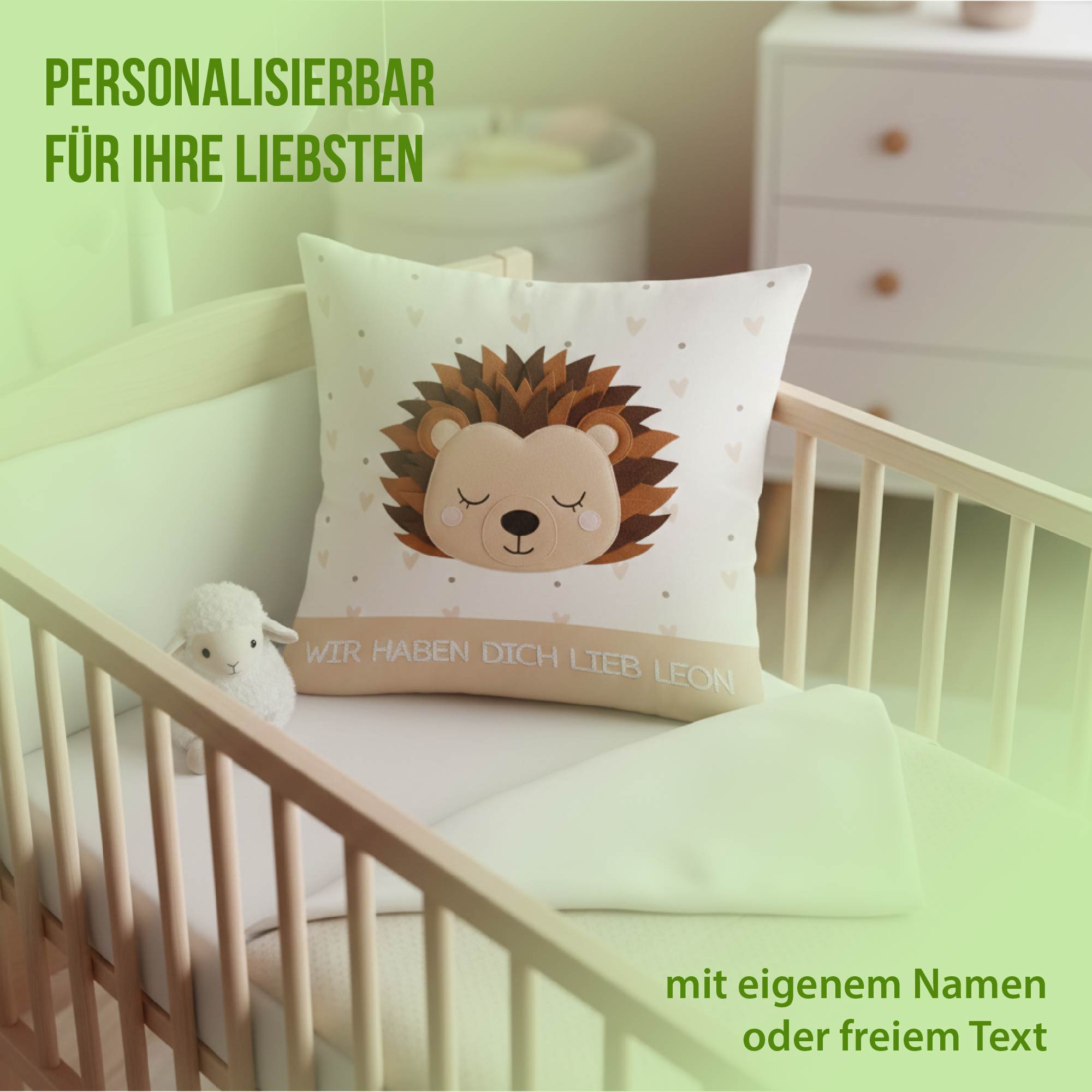 Schlummer-Kissen - Igel - Mit Namen personalisierbar