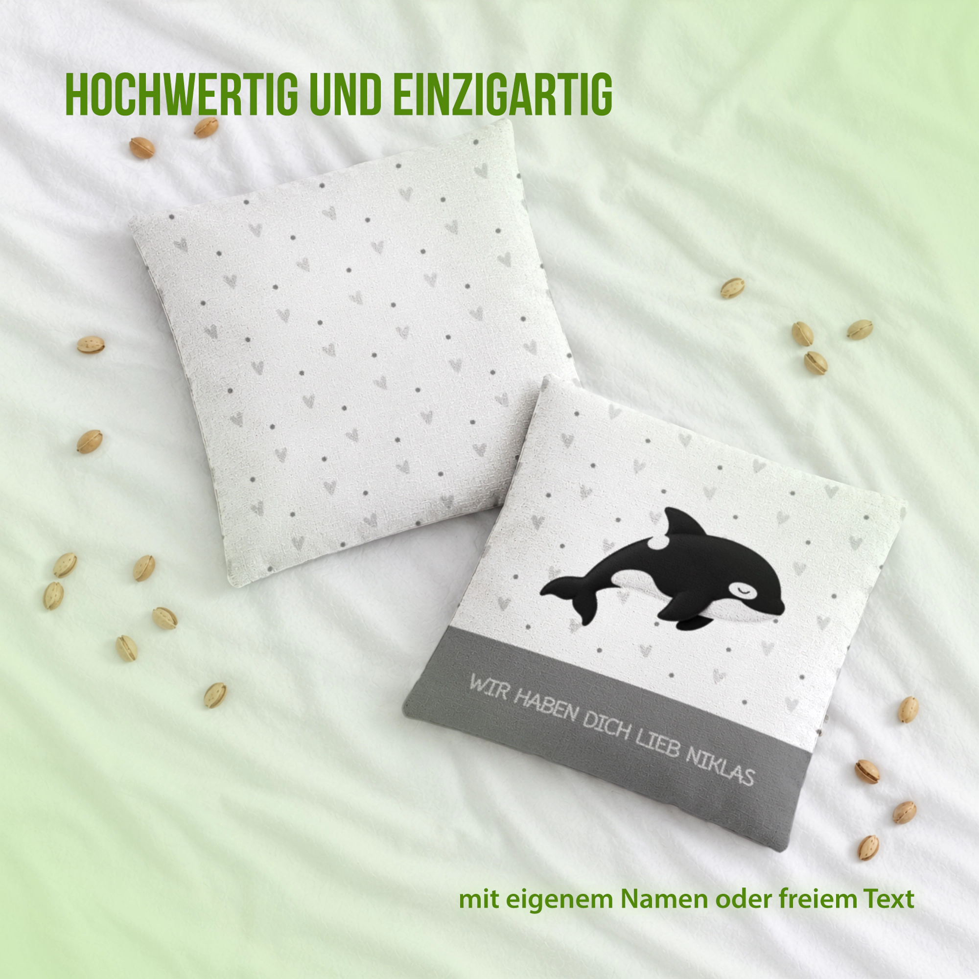 Personalisiertes Kirschkernkissen mit Schlummer-Orca