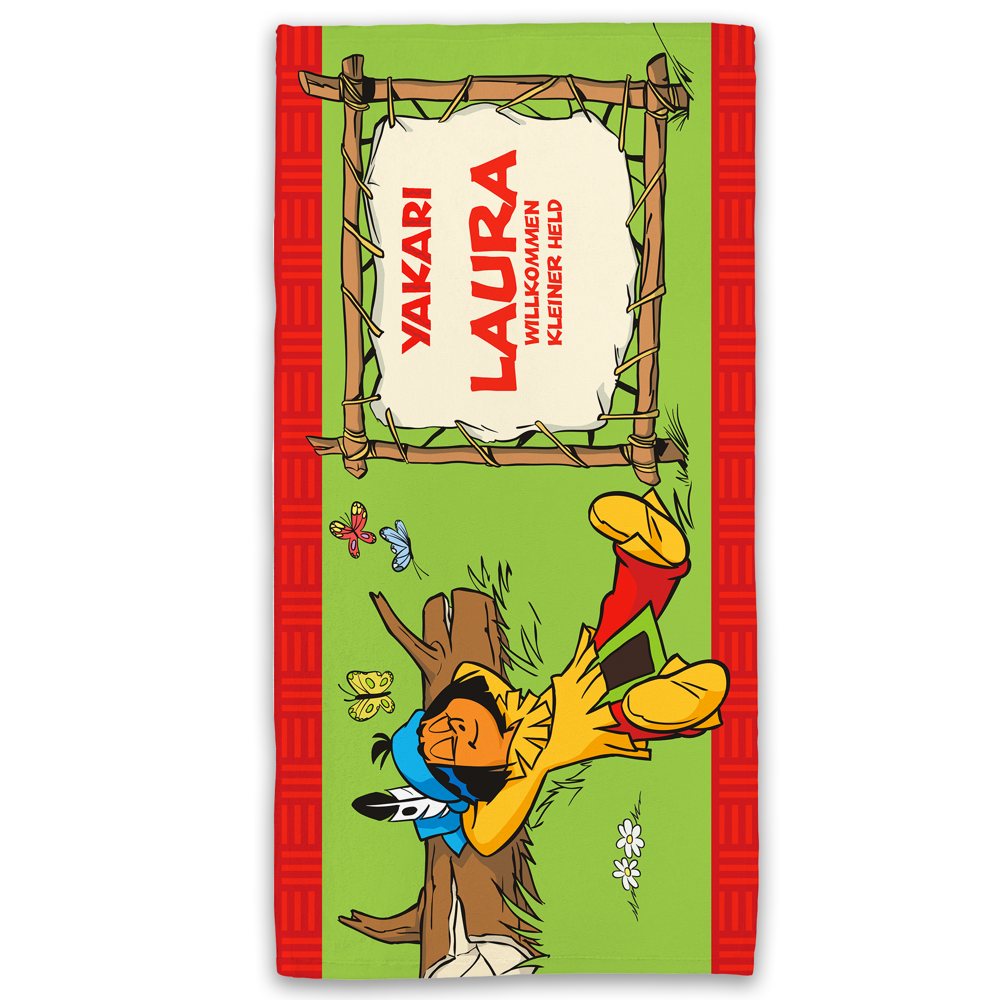 Yakari Handtuch mit dem Design Yakari ruht in der Natur in 2 Größen