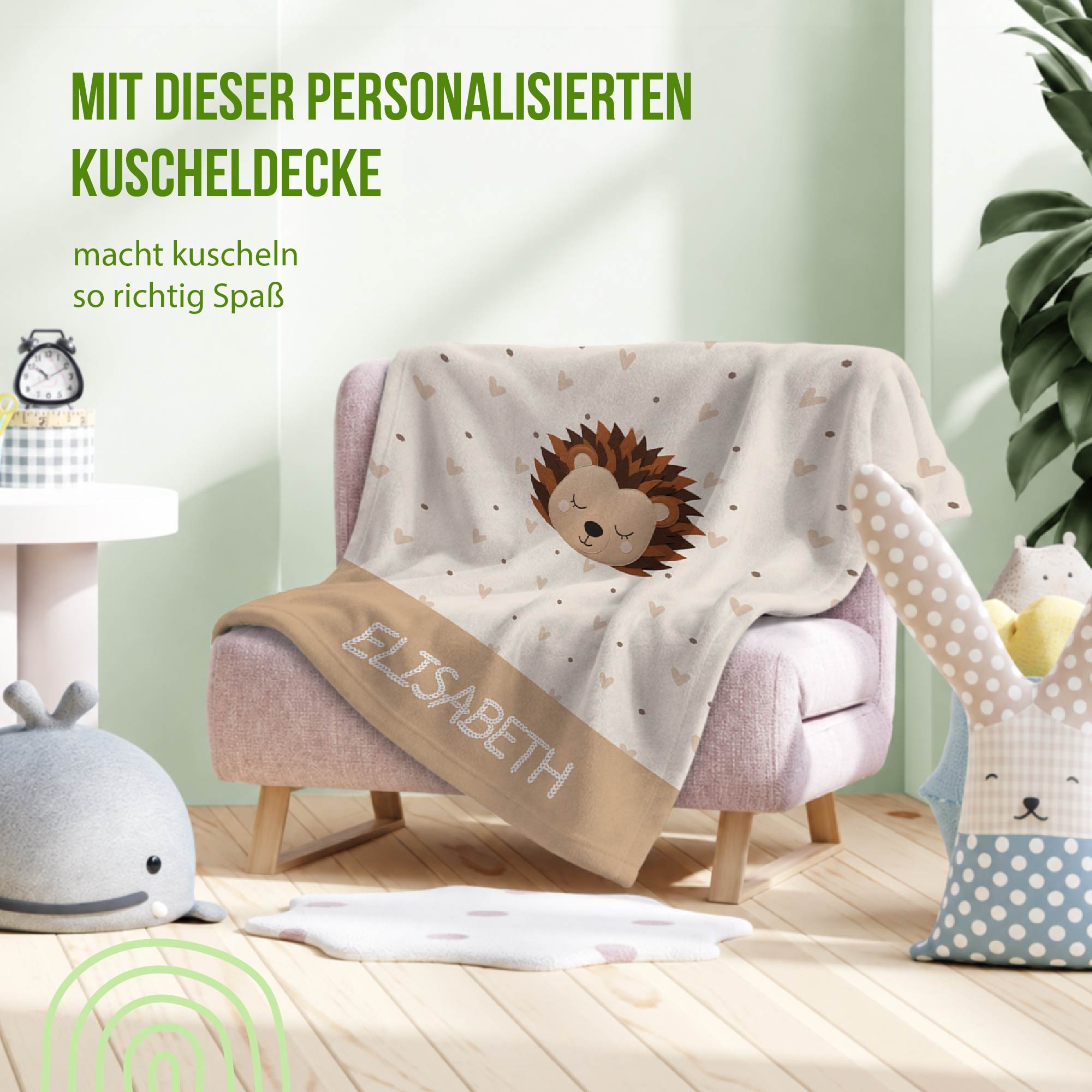 Kuscheldecke - Schlummer-Igel- Mit Namen personalisierbar
