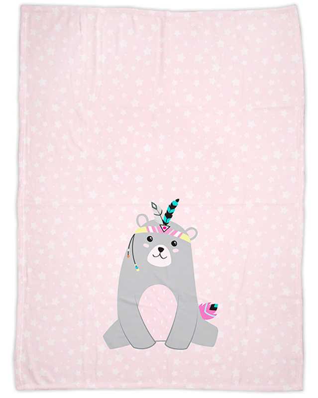 Be brave - Bär rosa - Babydecke mit Namen