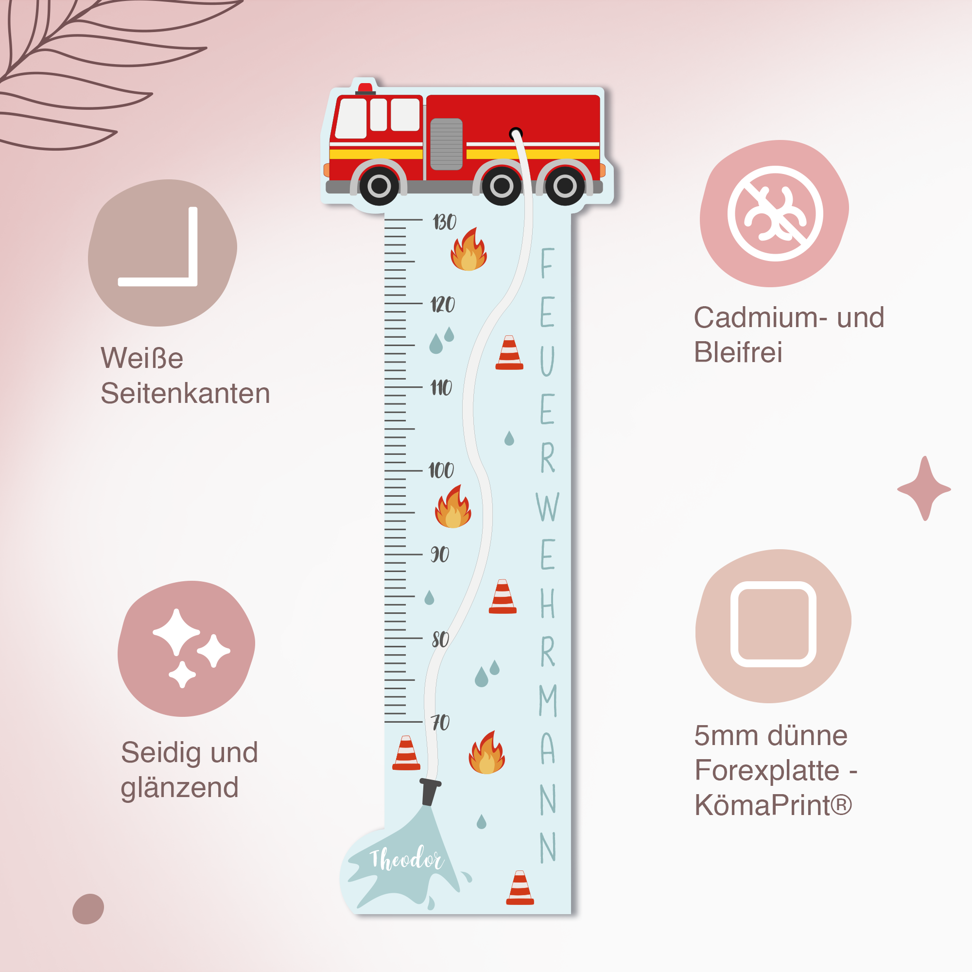 Messlatte - Feuerwehr - Mit Namen oder Text personalisierbar
