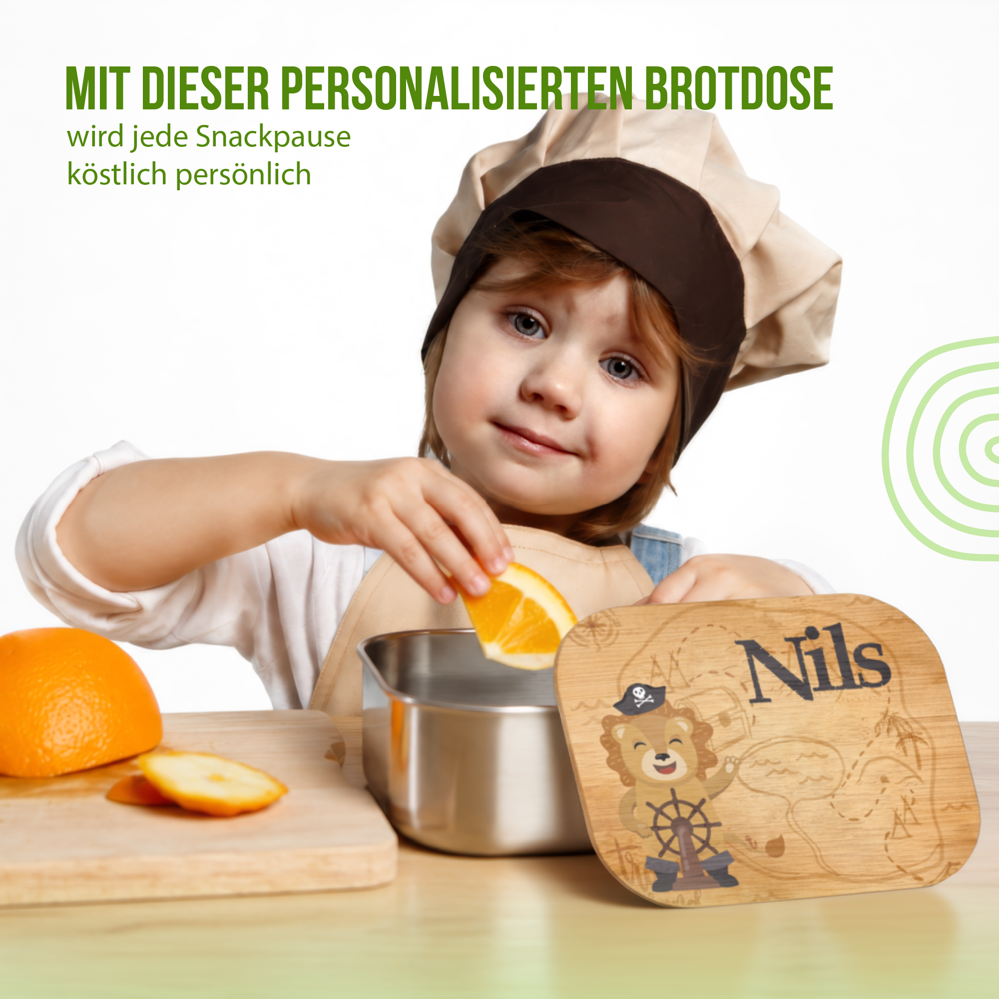 Brotdose personalisiert mit Namen - Piratenlöwe | Spannband