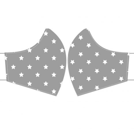 Sterne grau - Mund-Nasen-Maske mit Namen