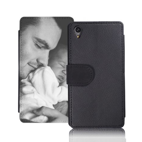 Sideflip-Case (schwarz) passend für Sony Xperia Z5 compact, Selbst gestalten