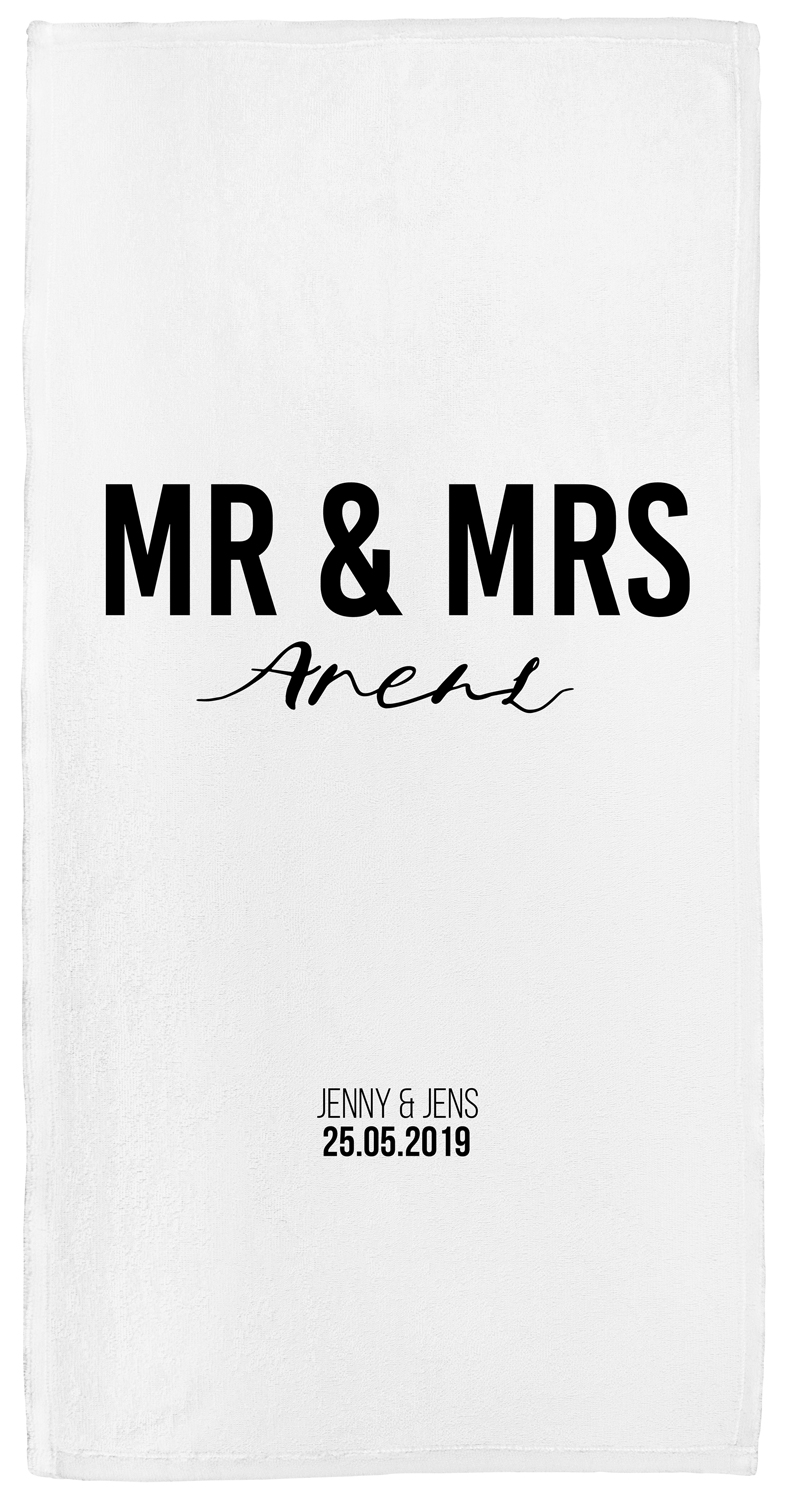 Handtuch - Mr & Mrs - mit Namen 50 x 100 cm | swook!
