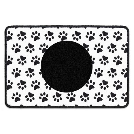 Fußmatte mit Namen des Hundes - Pfote schwarz weiß